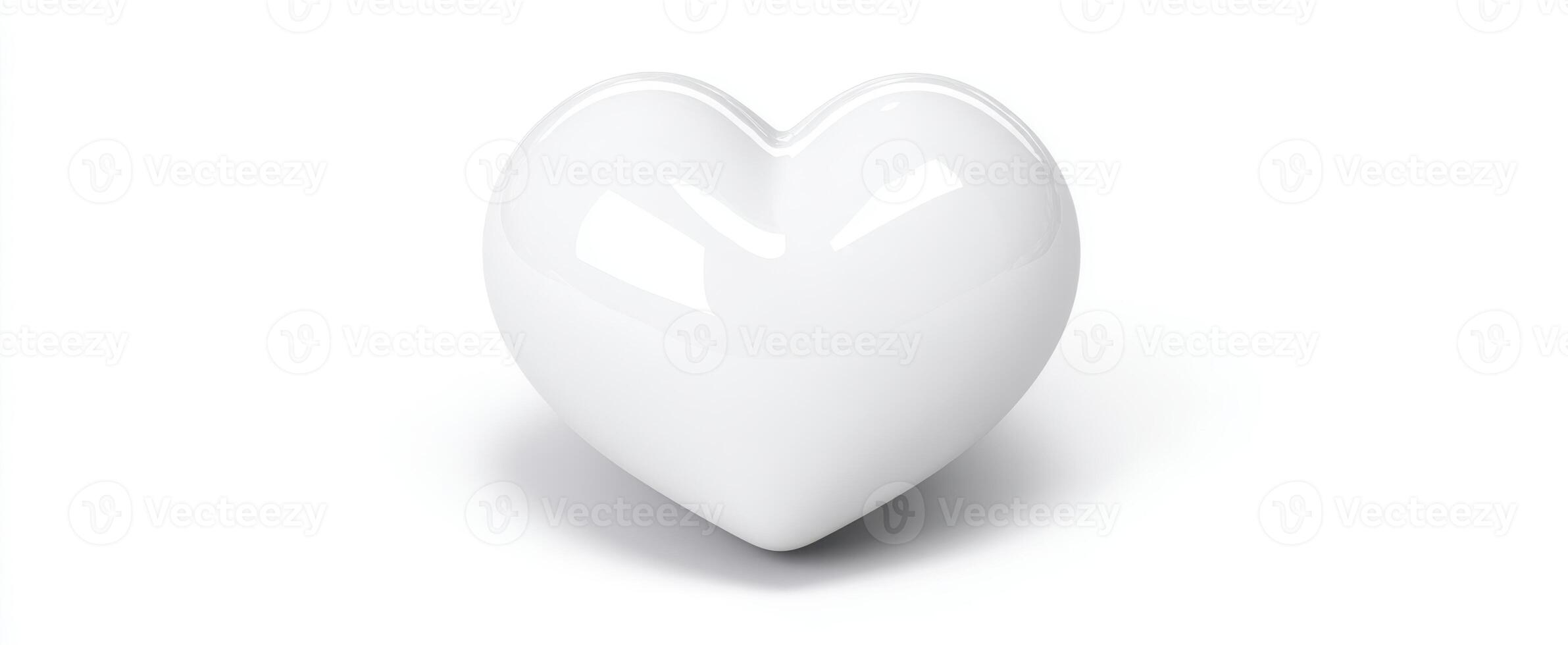 The white heart object symbolizing love and beauty in a minimalist design. photo