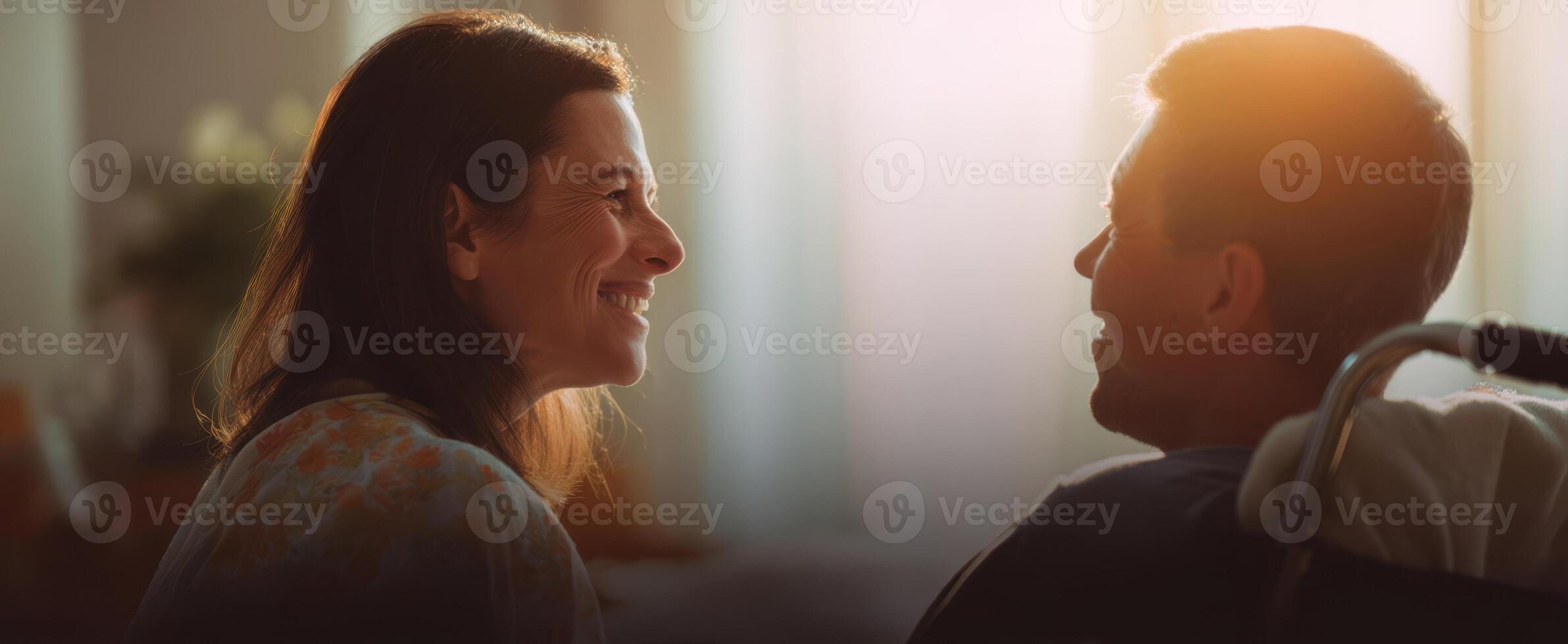 The joyful connection between a caregiver and a patient in a healing environment. photo