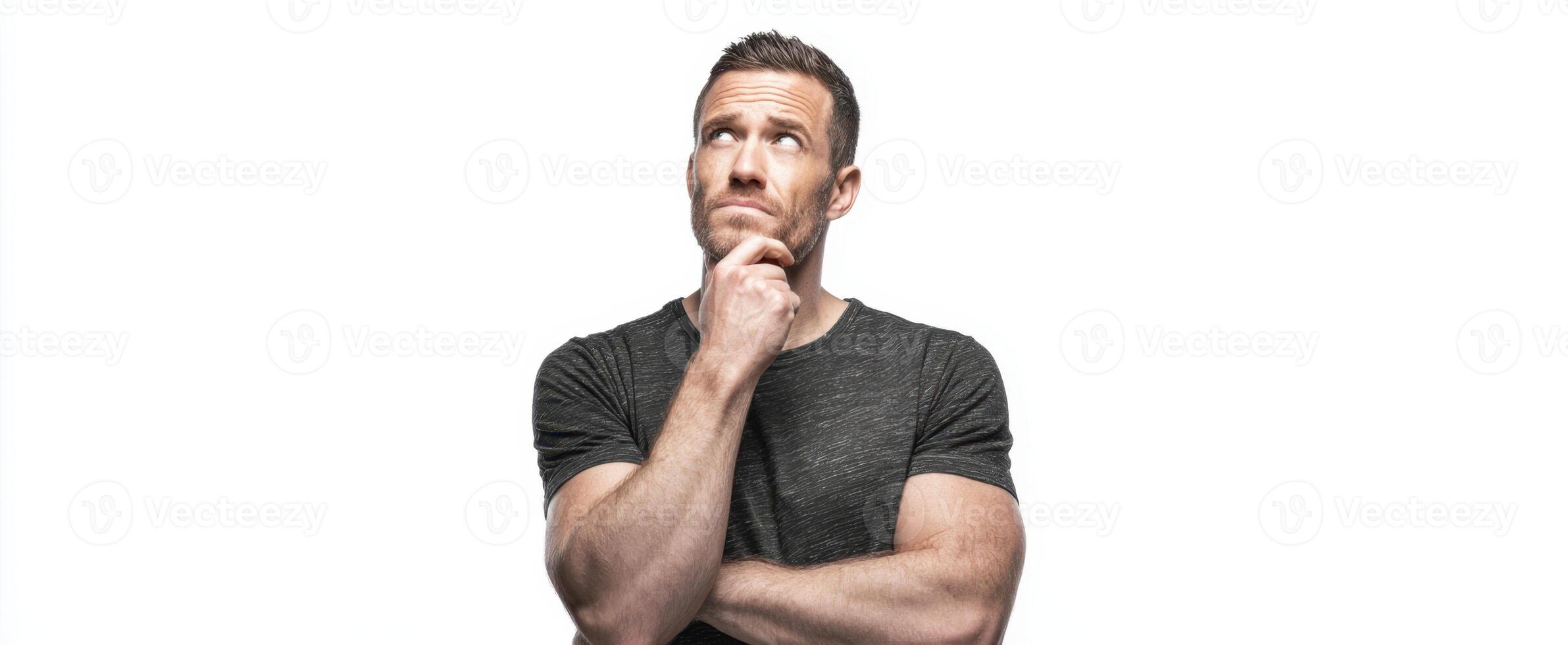 The man deep in thought contemplating his next decision for the future. photo