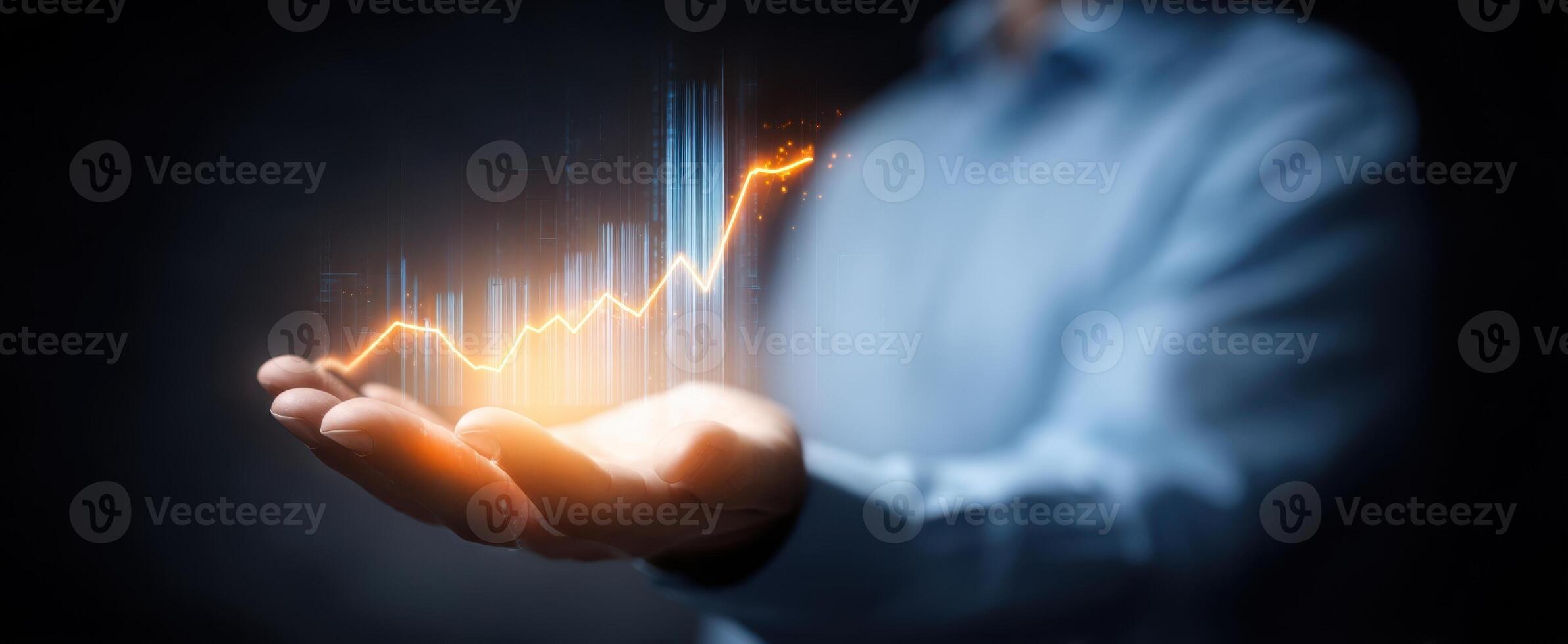 The hand showcasing dynamic growth through innovative financial data visualization. photo