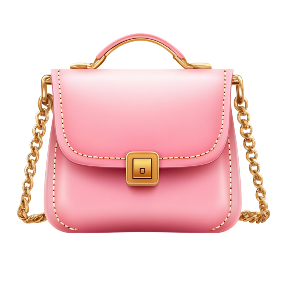 Pink handbag with chain strap png