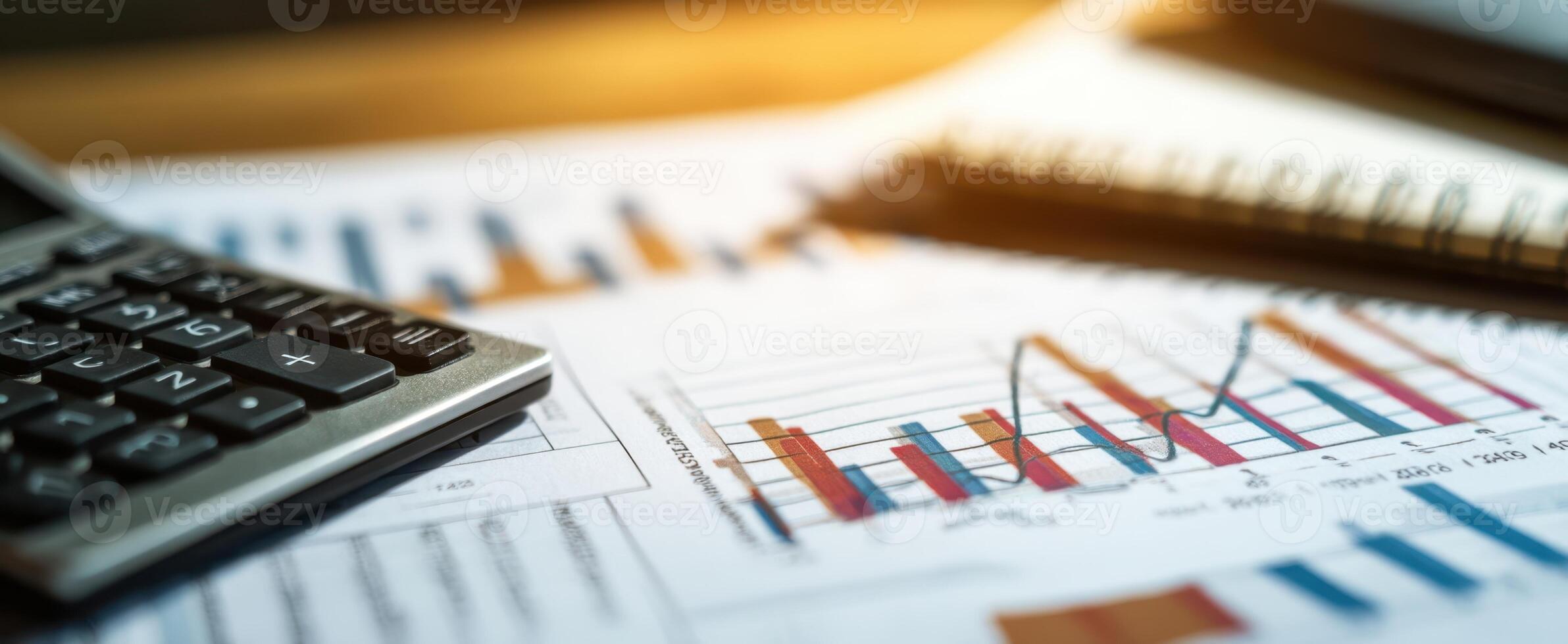 The calculator and graphs for financial analysis and business planning photo
