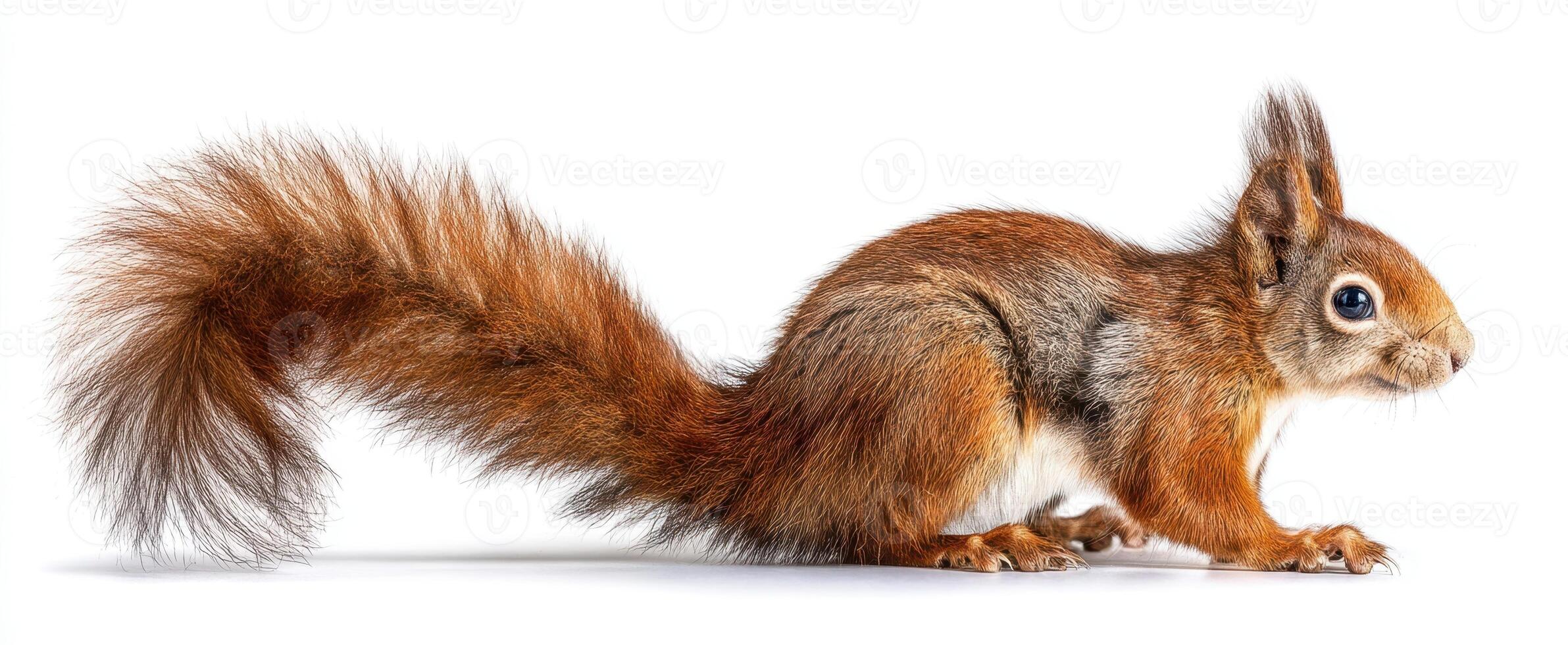 The adorable squirrel showcasing its fluffy tail and curious expression. photo