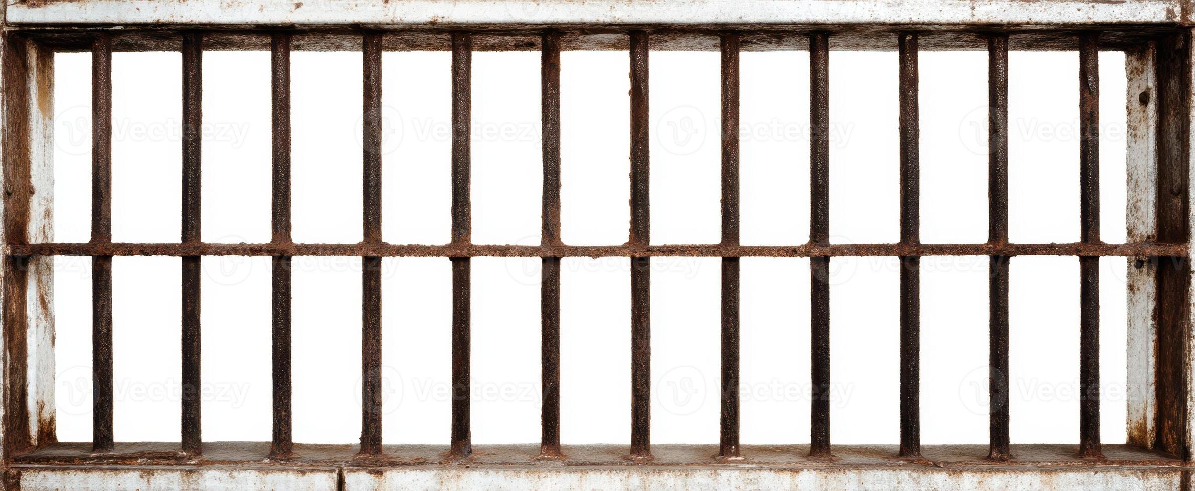 The vintage prison bars highlighting confinement and isolation in urban spaces. photo
