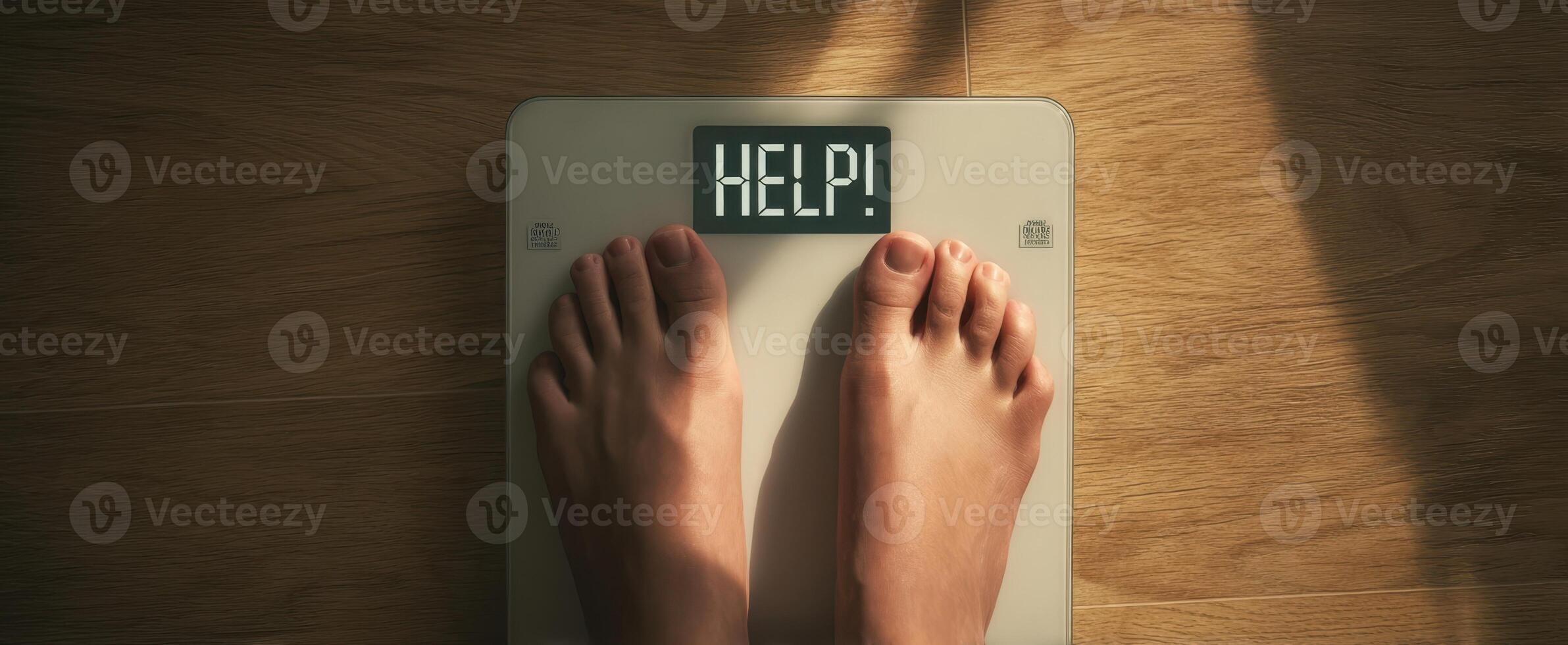 The scale displaying a distressing message seeking help and support. photo