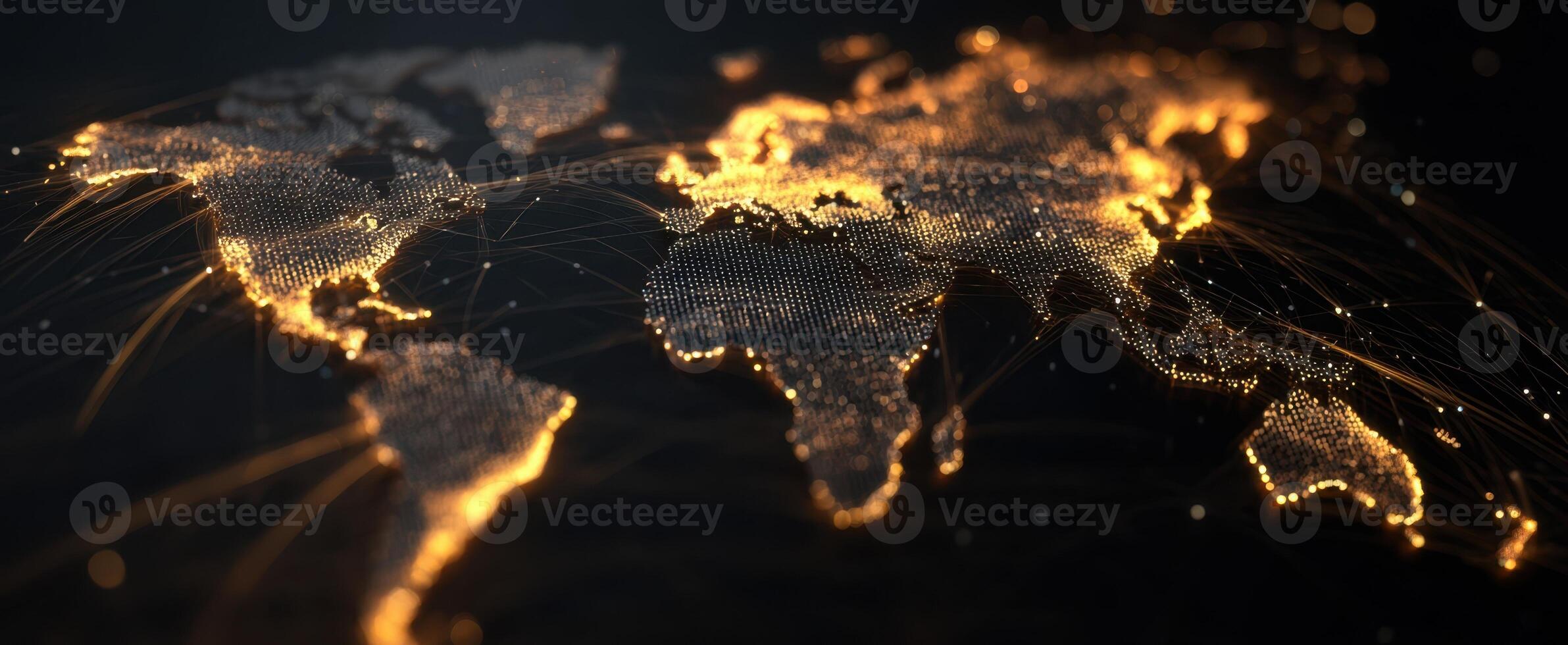 The glowing world map showcasing digital connections and global networks photo