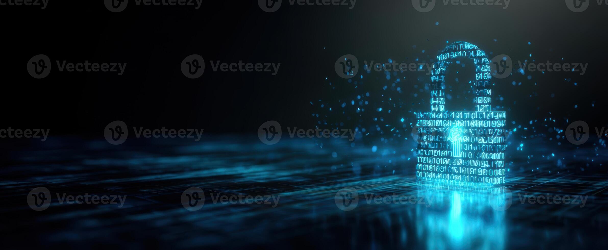 The digital lock symbolizing advanced cybersecurity and data protection technologies. photo