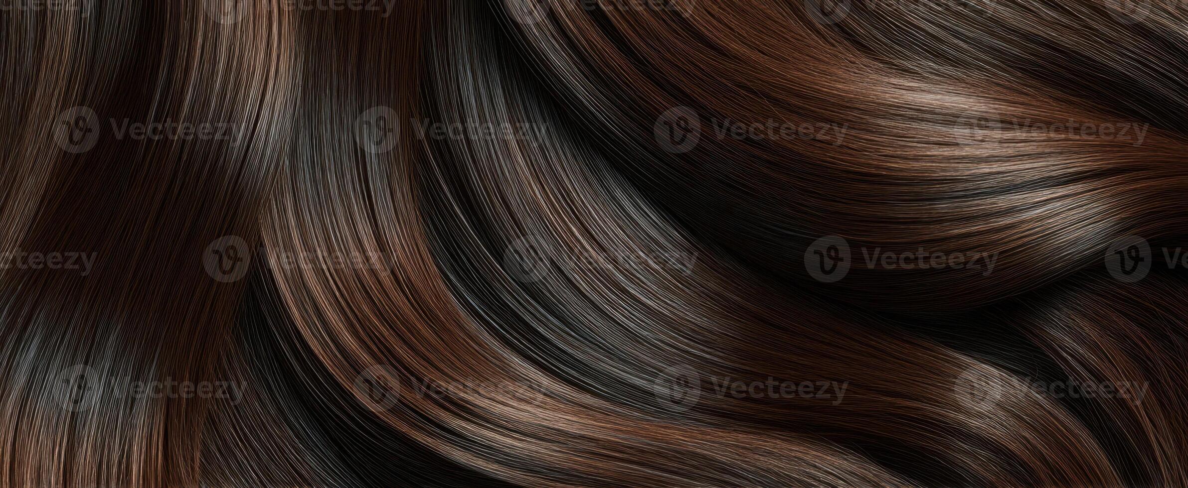 The Luxurious Brown Hair with Glossy Waves and Smooth Texture photo