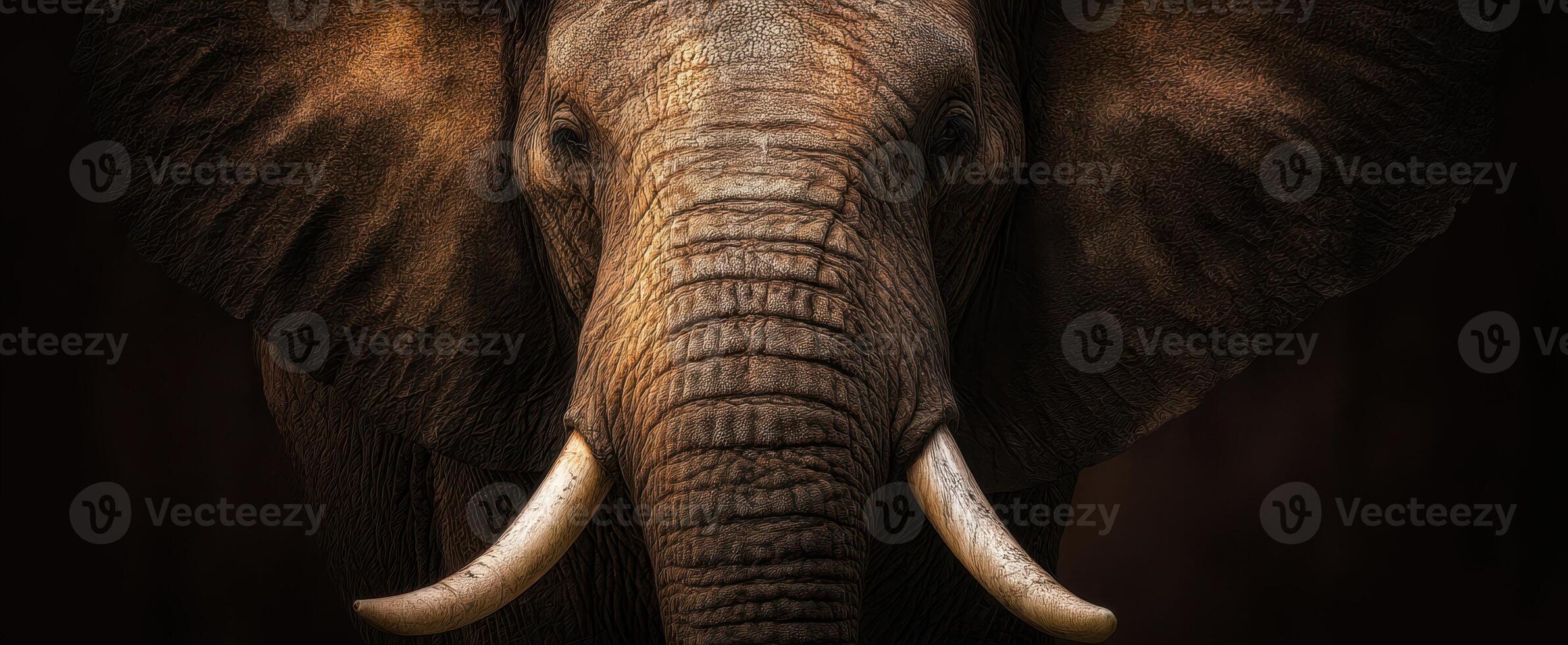 The Majestic Elephant Portrait in Dramatic Lighting photo