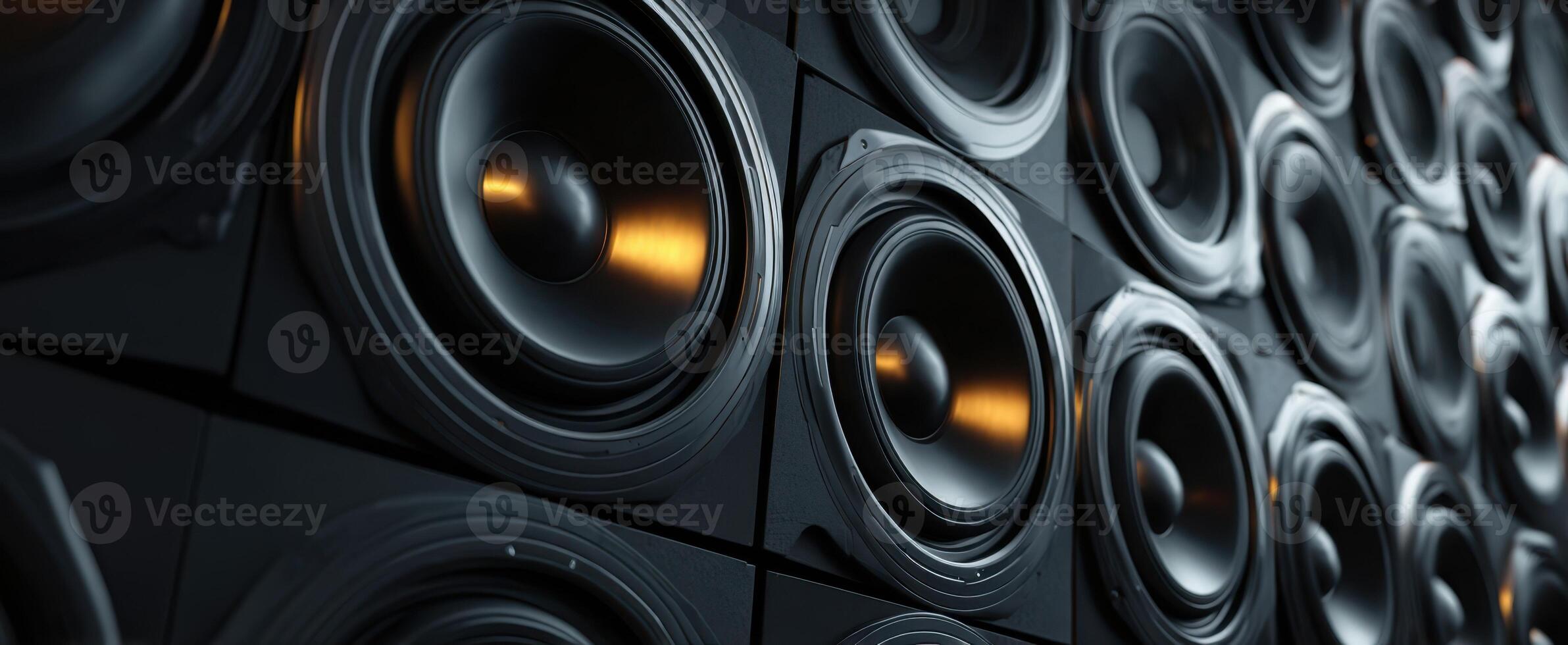 The collection of high-fidelity speakers in a modern audio setup. photo