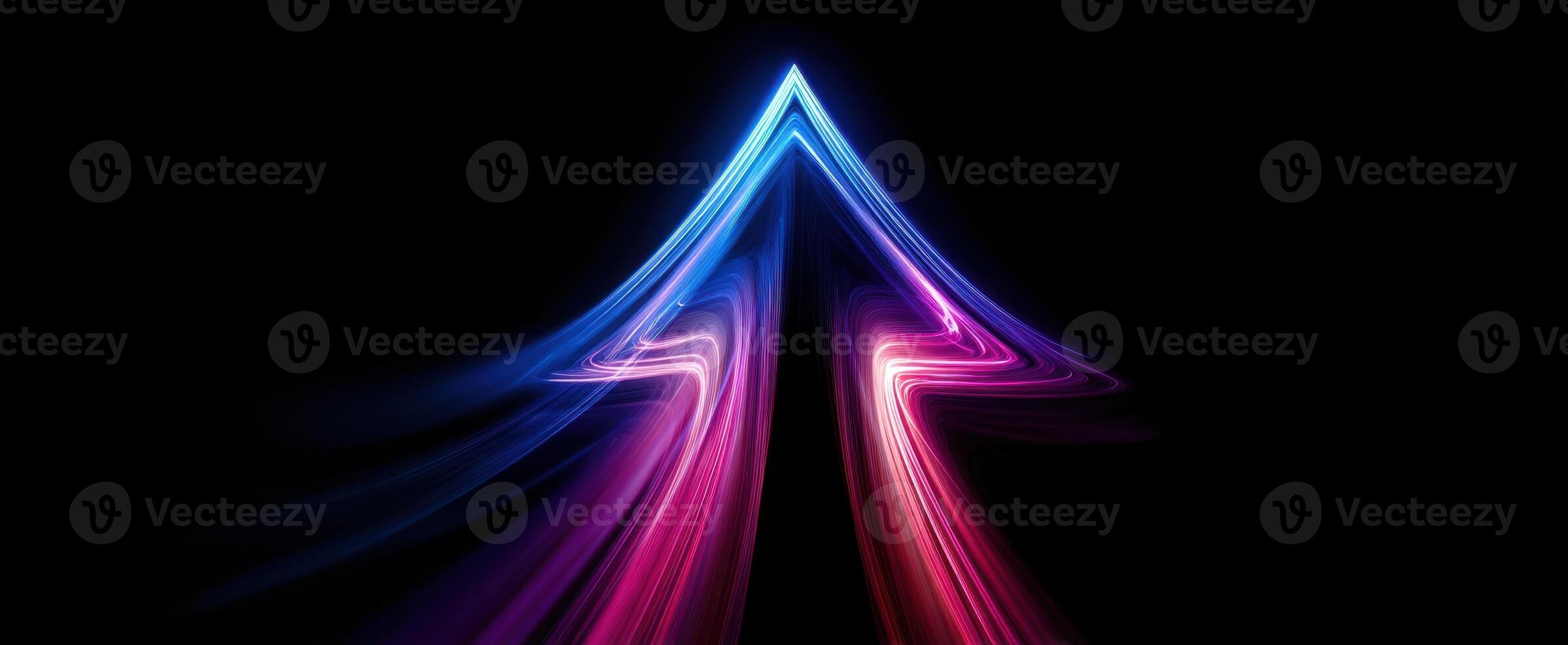 The neon arrow symbolizing direction and innovation in a vibrant digital landscape. photo