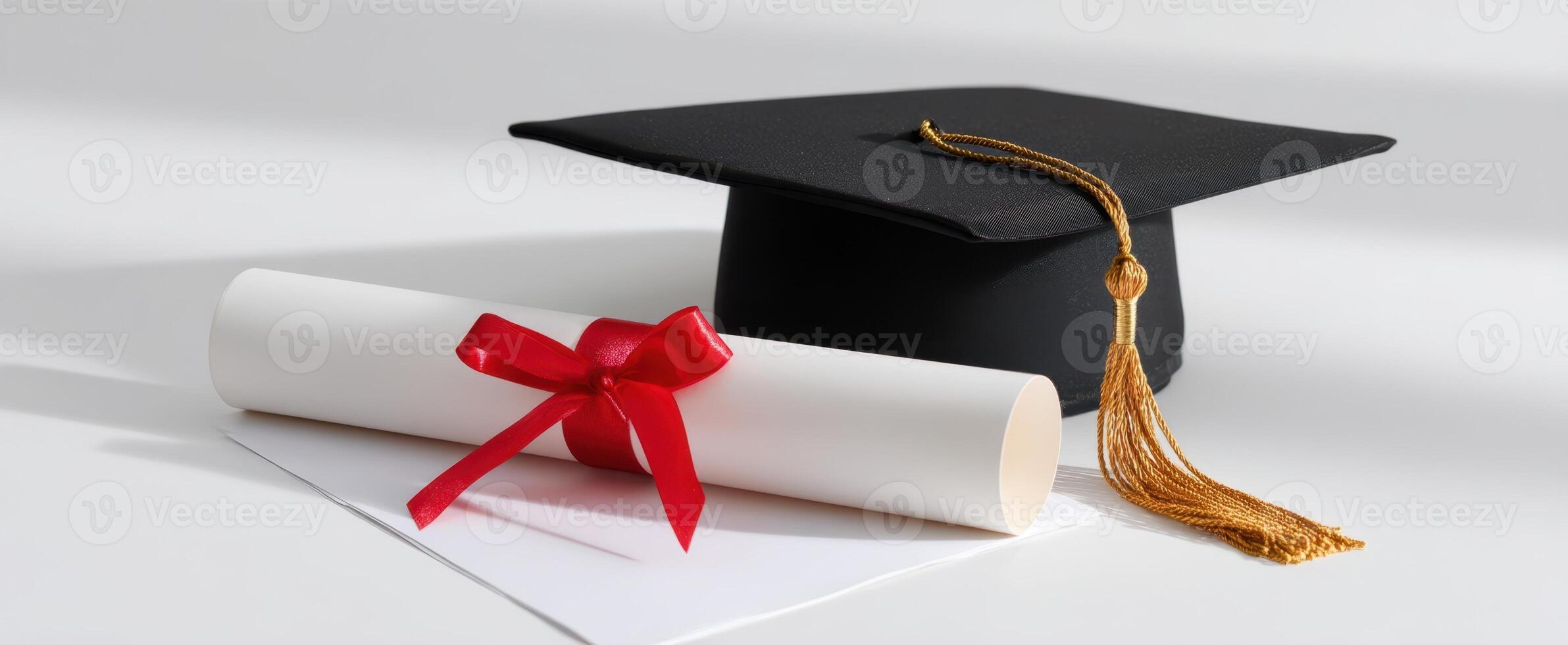 The graduation cap and diploma symbolizing academic achievement and success photo