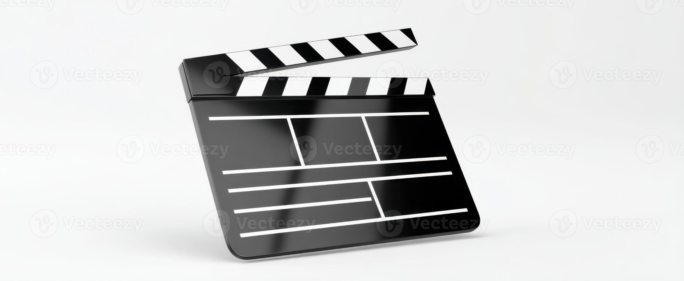 The clapperboard on a minimalist background for film production creativity. photo