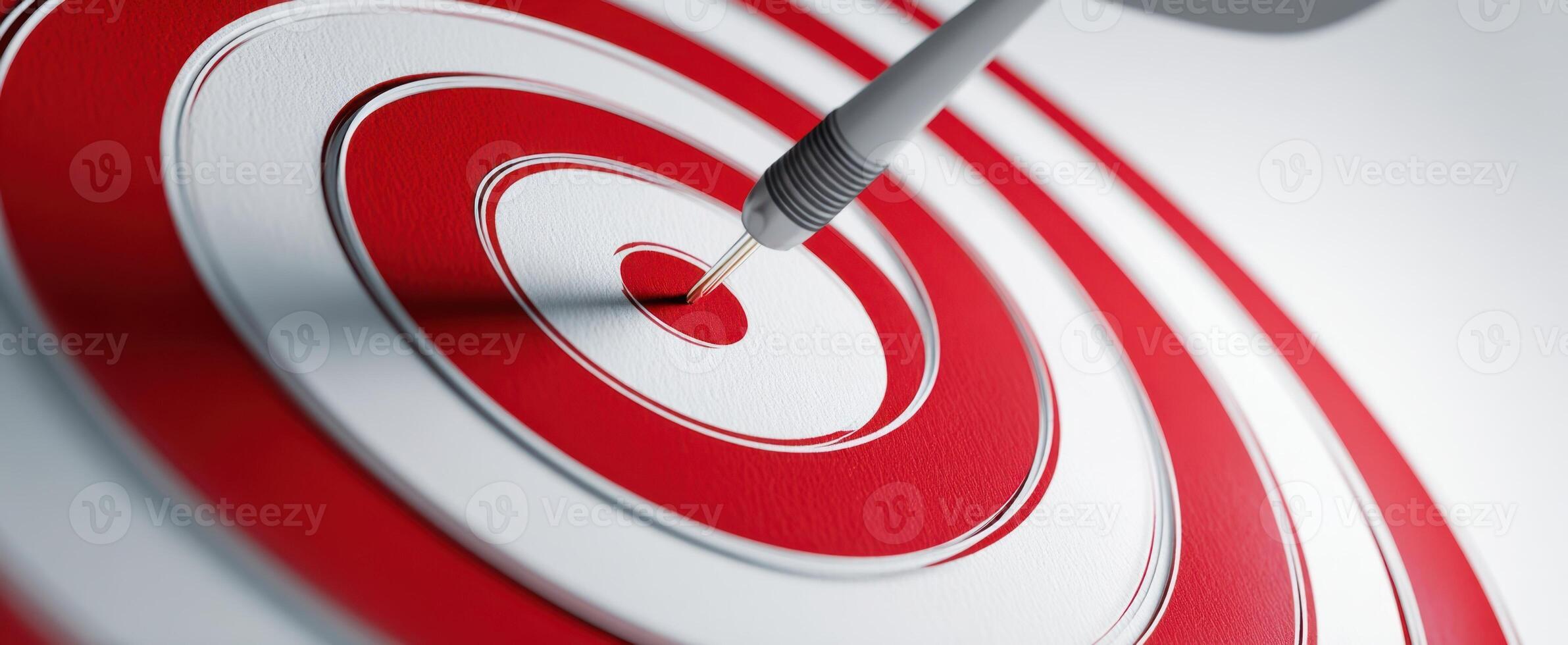 The dart striking the center of a vibrant target in bold colors photo