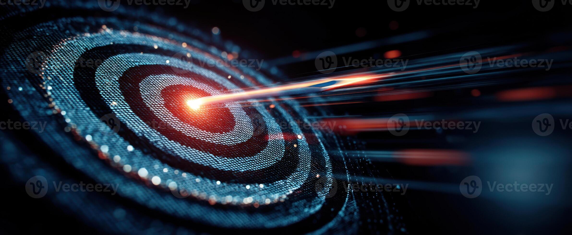 The Dynamic Target Illuminated by a Laser Beam in a Futuristic Setting. photo