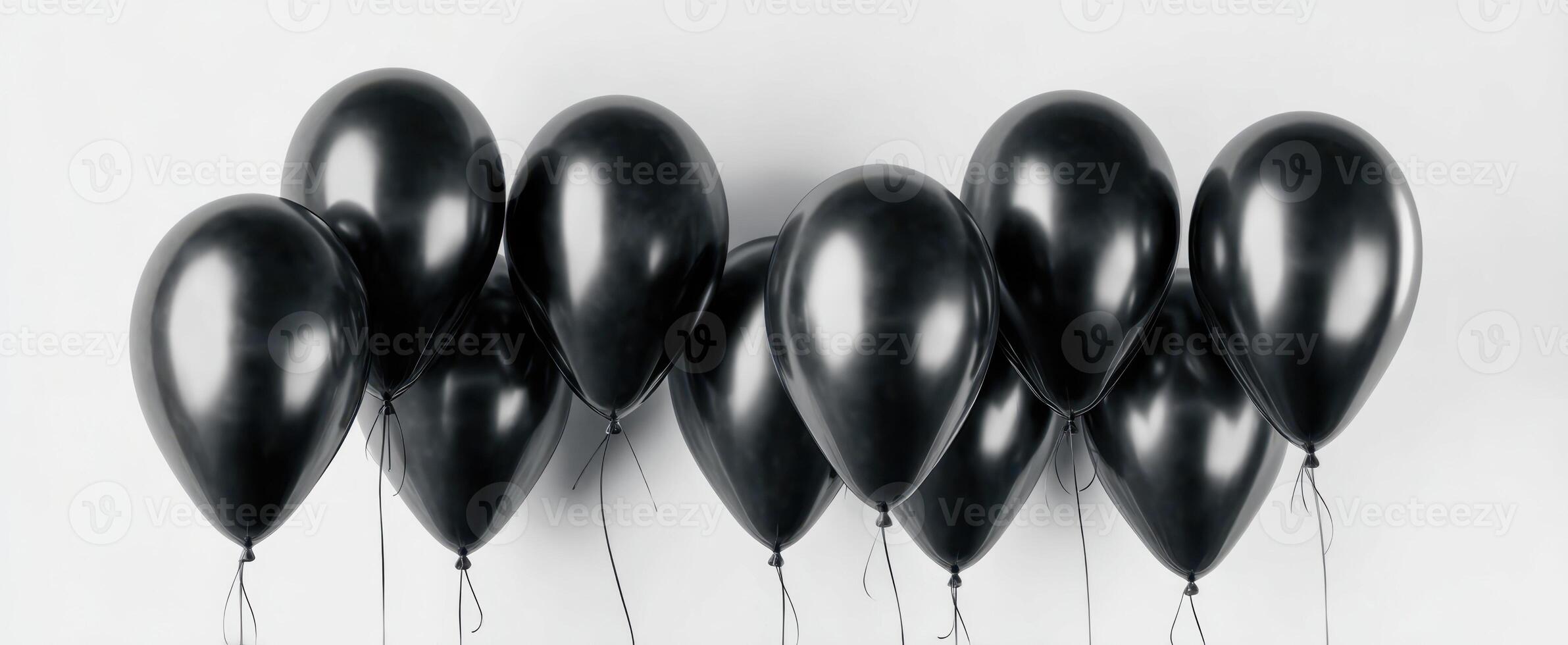 The elegant display of black balloons arranged for a stylish celebration. photo