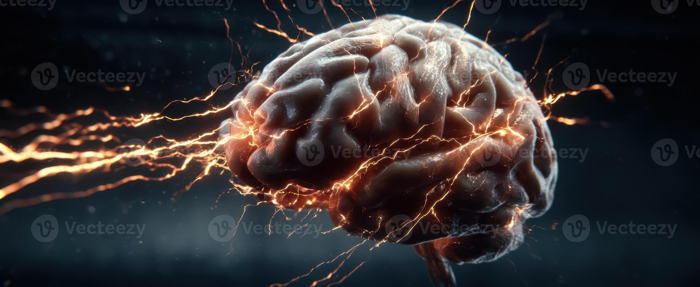 The electrifying brain showcasing neural connections and creativity sparks photo