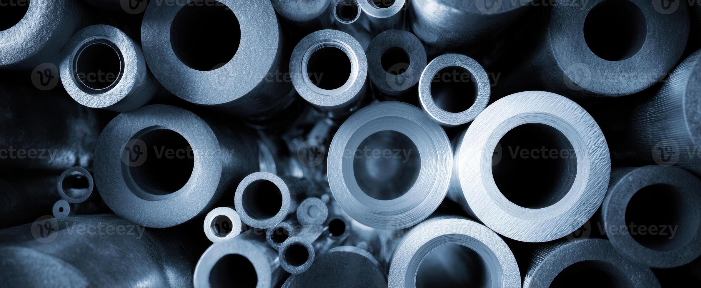 The Intricate Arrangement of Circular Metal Pipes in Industrial Design photo