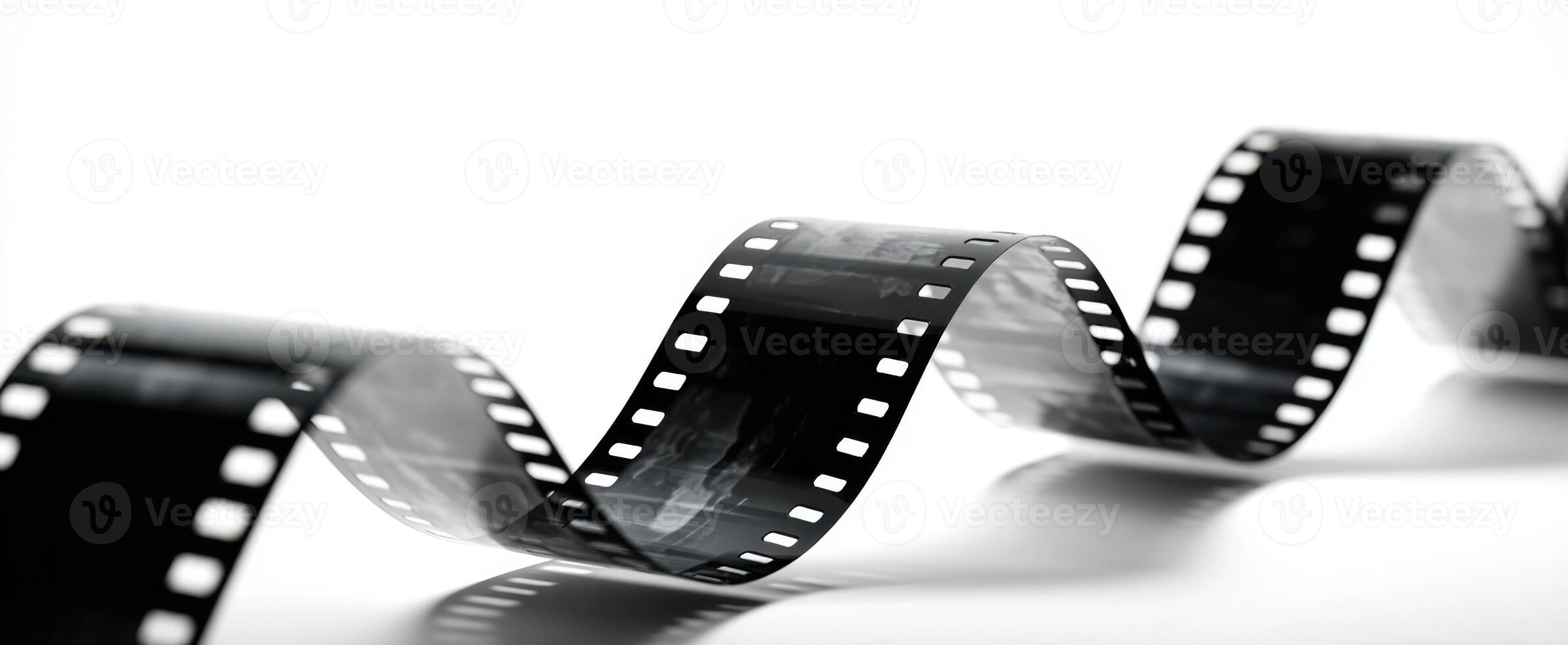 A row of film strips on a white background photo