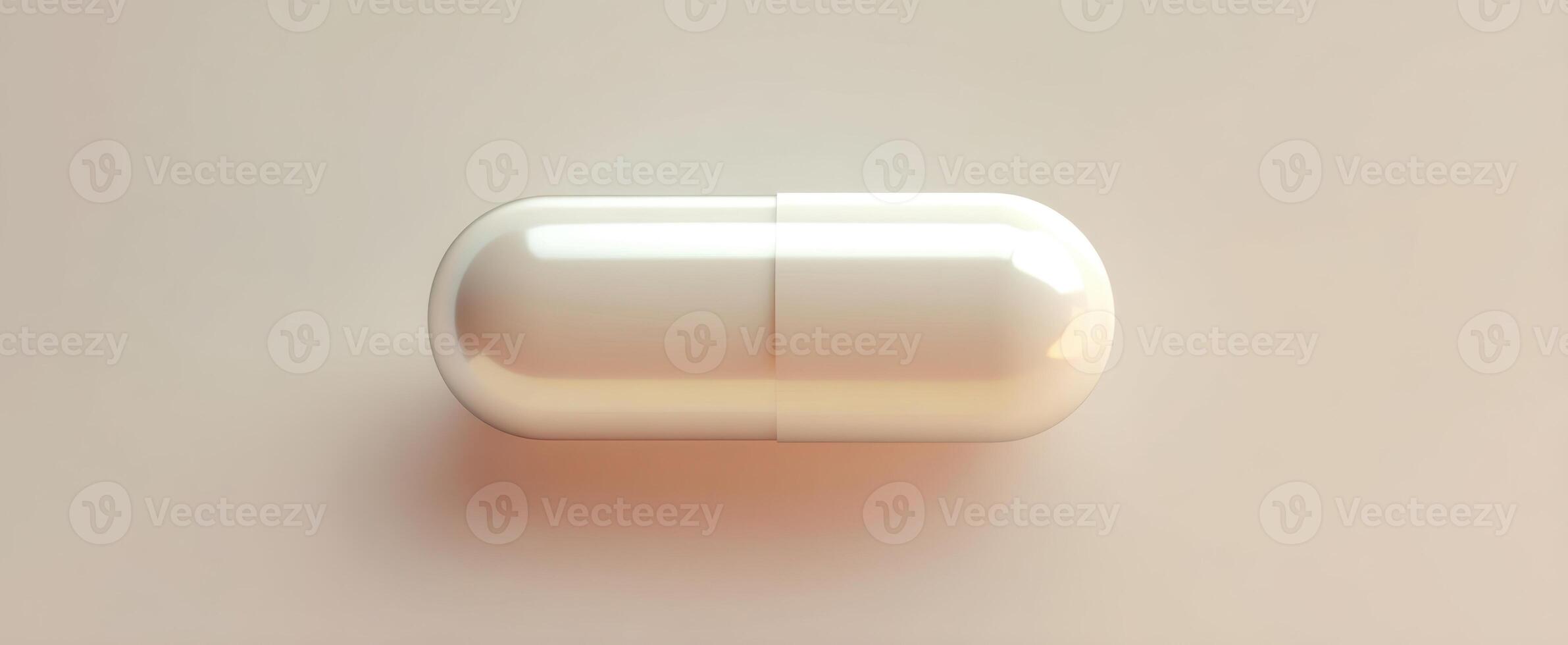 The elegant white capsule stands out on a minimalistic background. photo