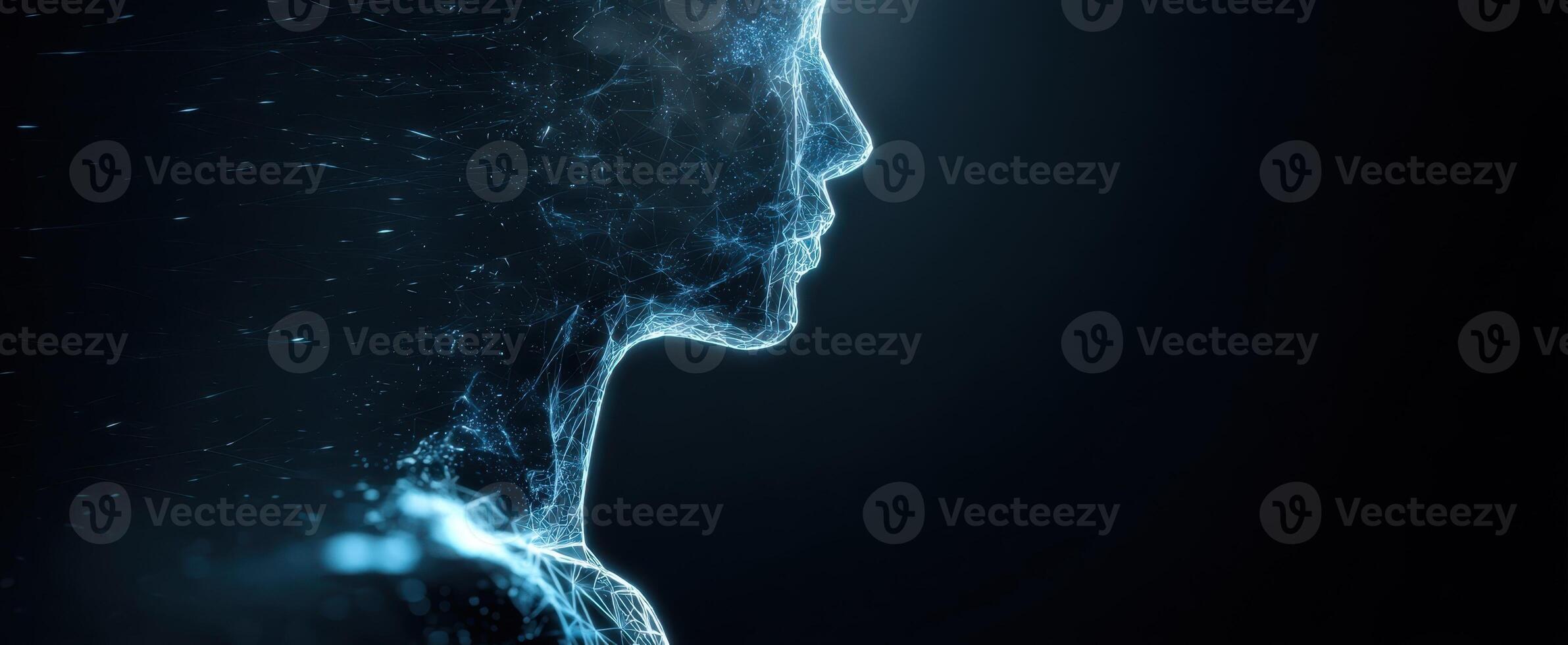 The Digital Profile of a Futuristic Human Silhouette in Abstract Light Design photo