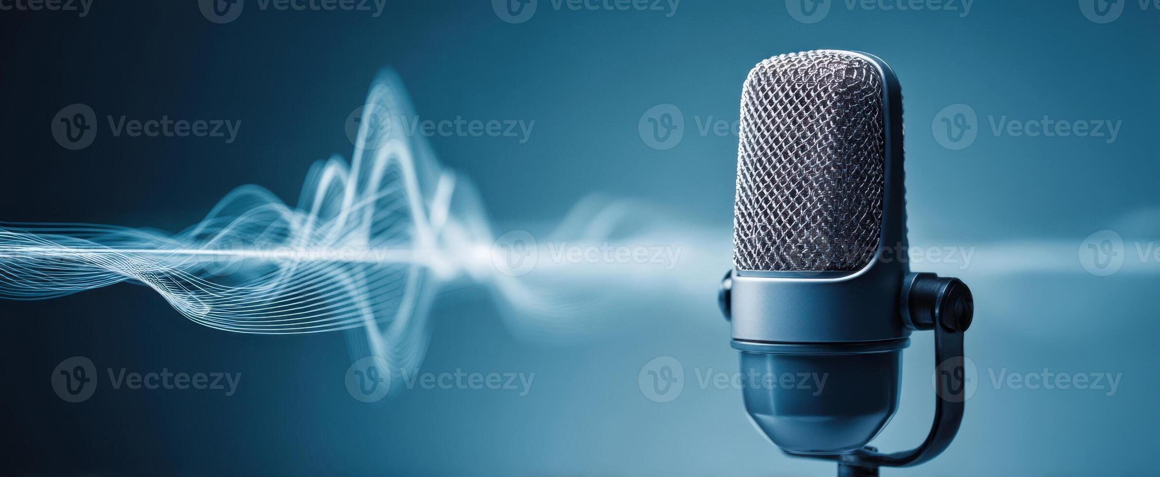 The microphone and soundwave creating a captivating audio atmosphere. photo