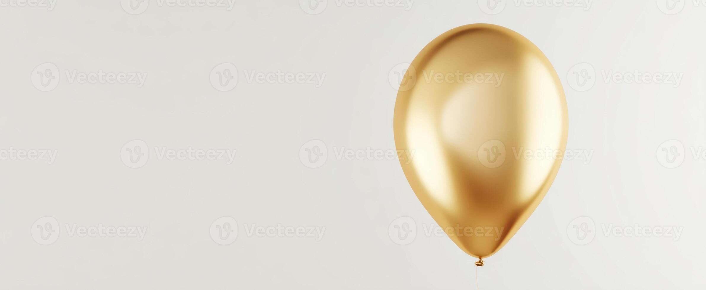The elegant gold balloon floating against a minimalist background. photo