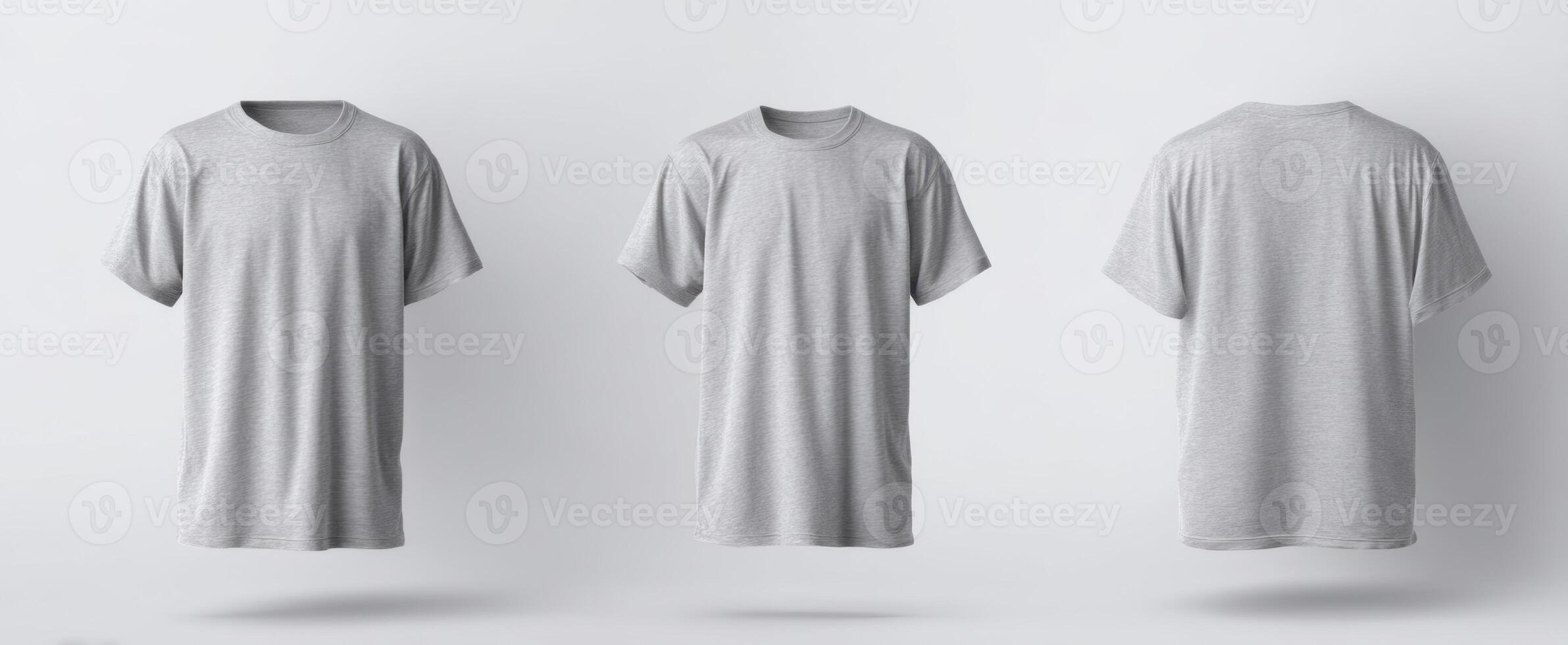 The versatile gray t-shirt showcasing multiple views for branding opportunities. photo