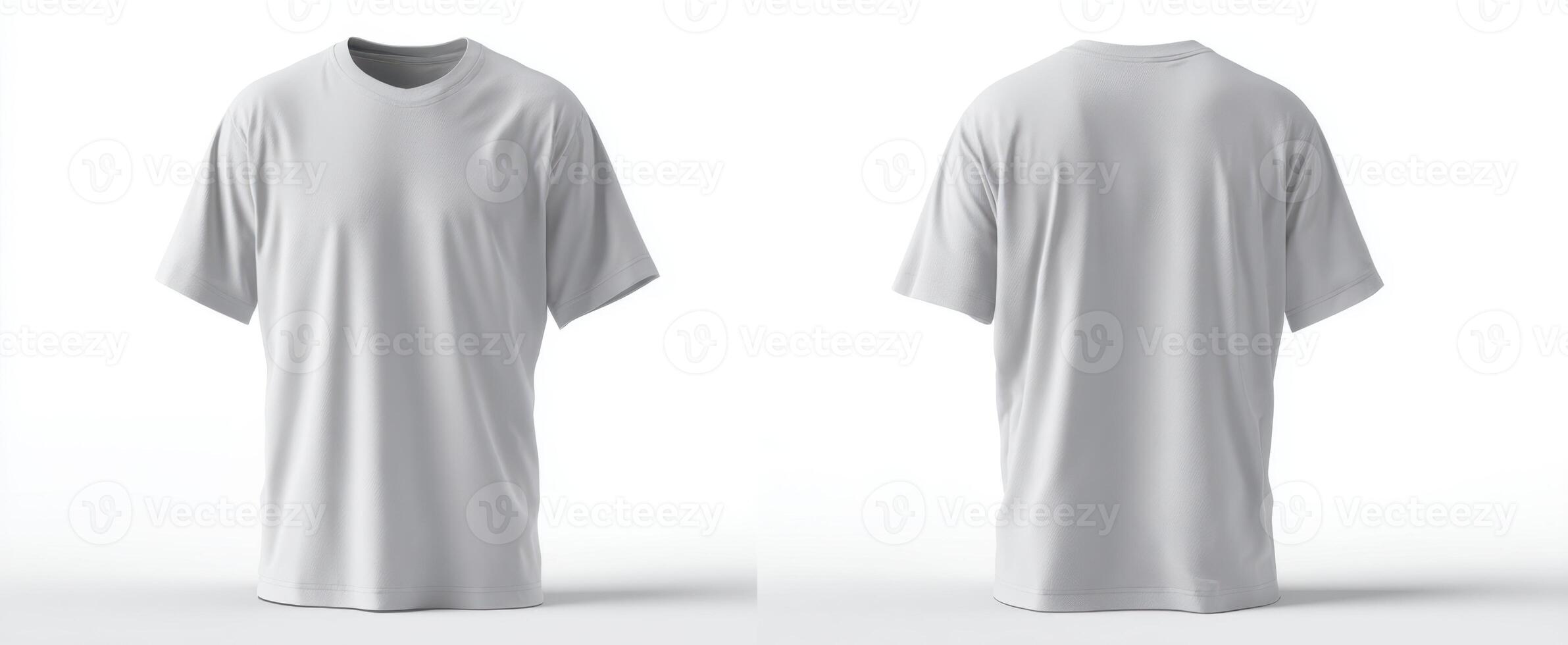 The versatile white t-shirt showcasing front and back views for fashion display. photo