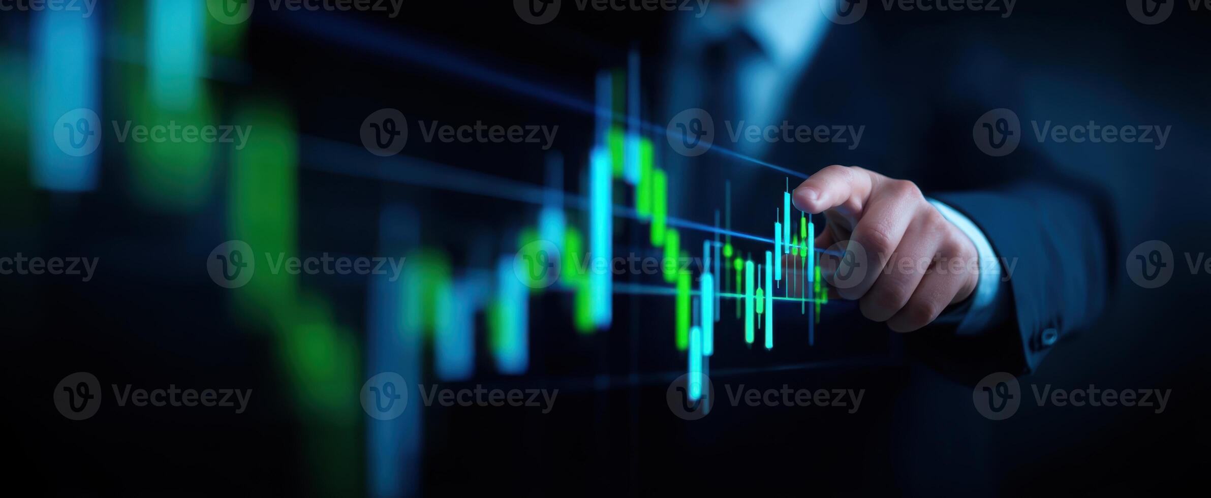 The Businessman Interacting with a Stock Market Data Visualization photo