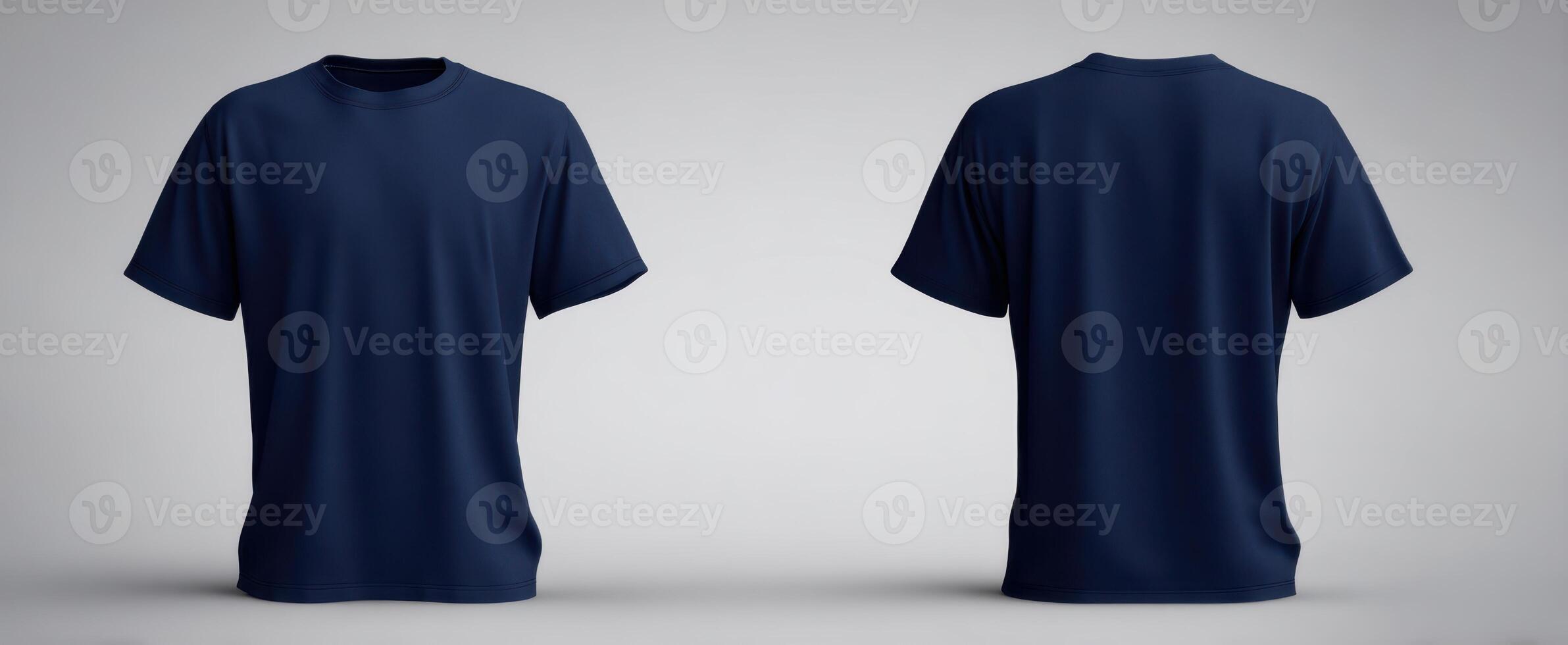 The navy blue t-shirt showcasing a modern, stylish design from multiple angles. photo