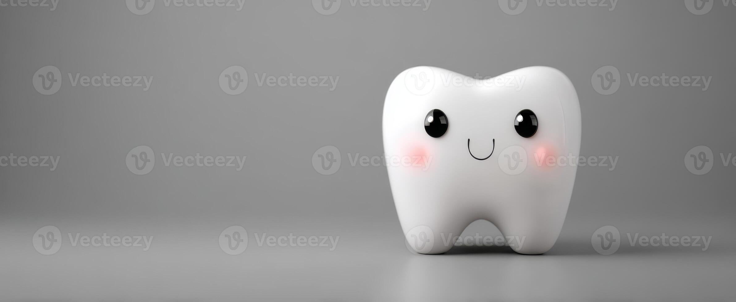 The adorable smiling tooth mascot promoting dental health and happiness. photo