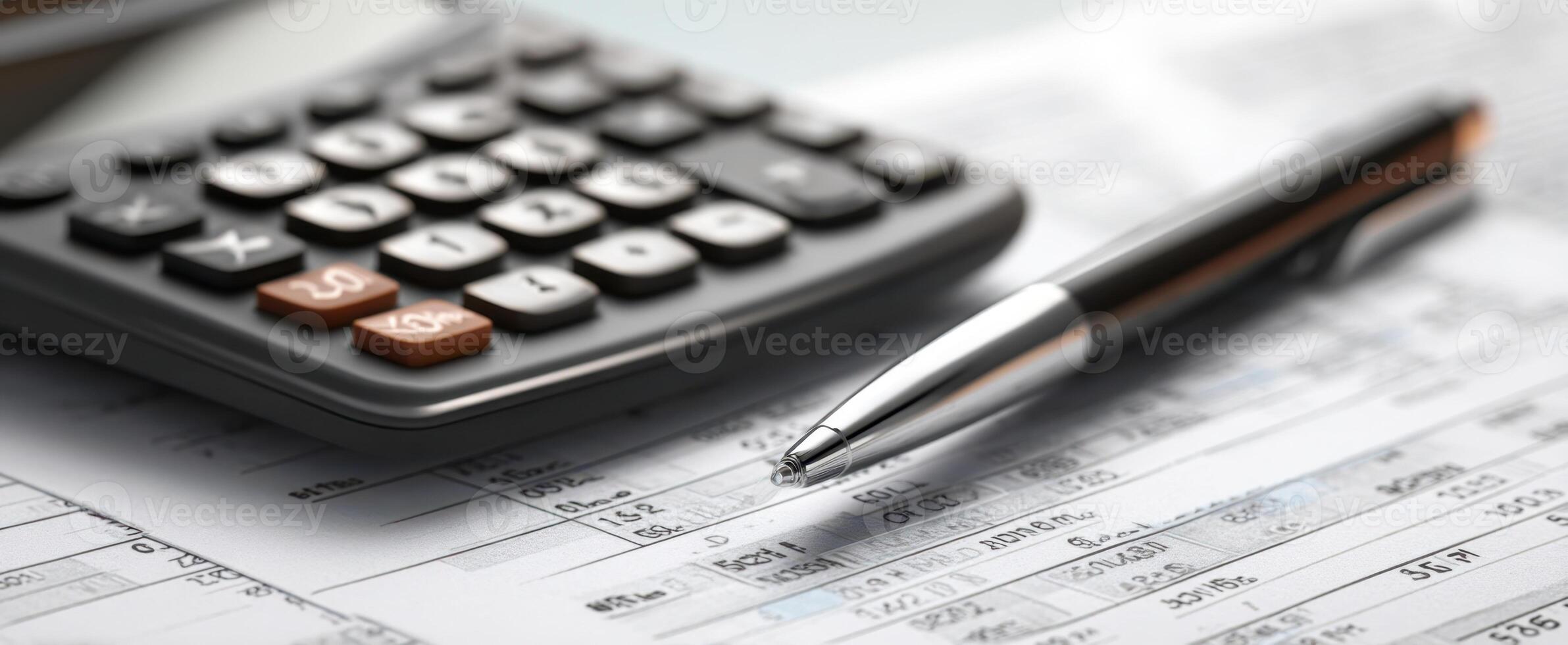 A pen and calculator on a tax form photo