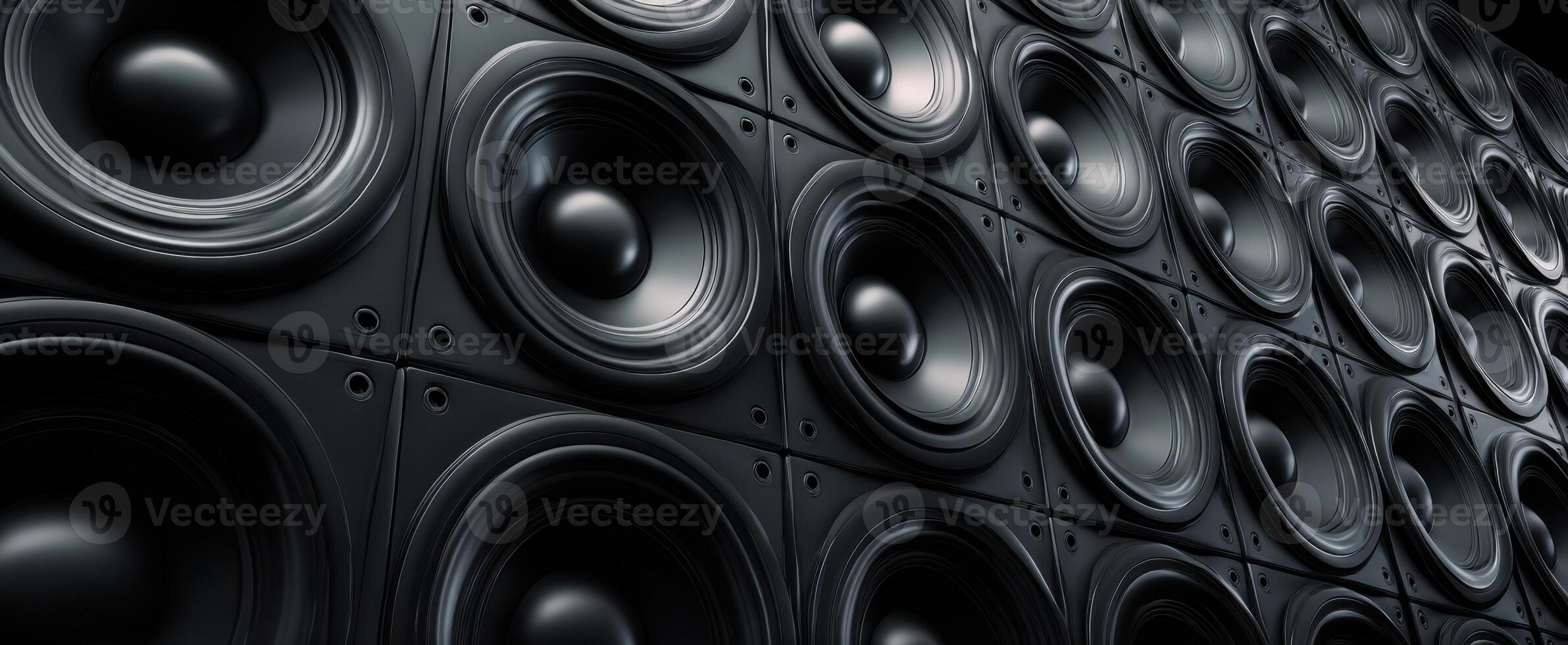 The Massive Array of Black Speakers in a Stylish Acoustic Environment photo
