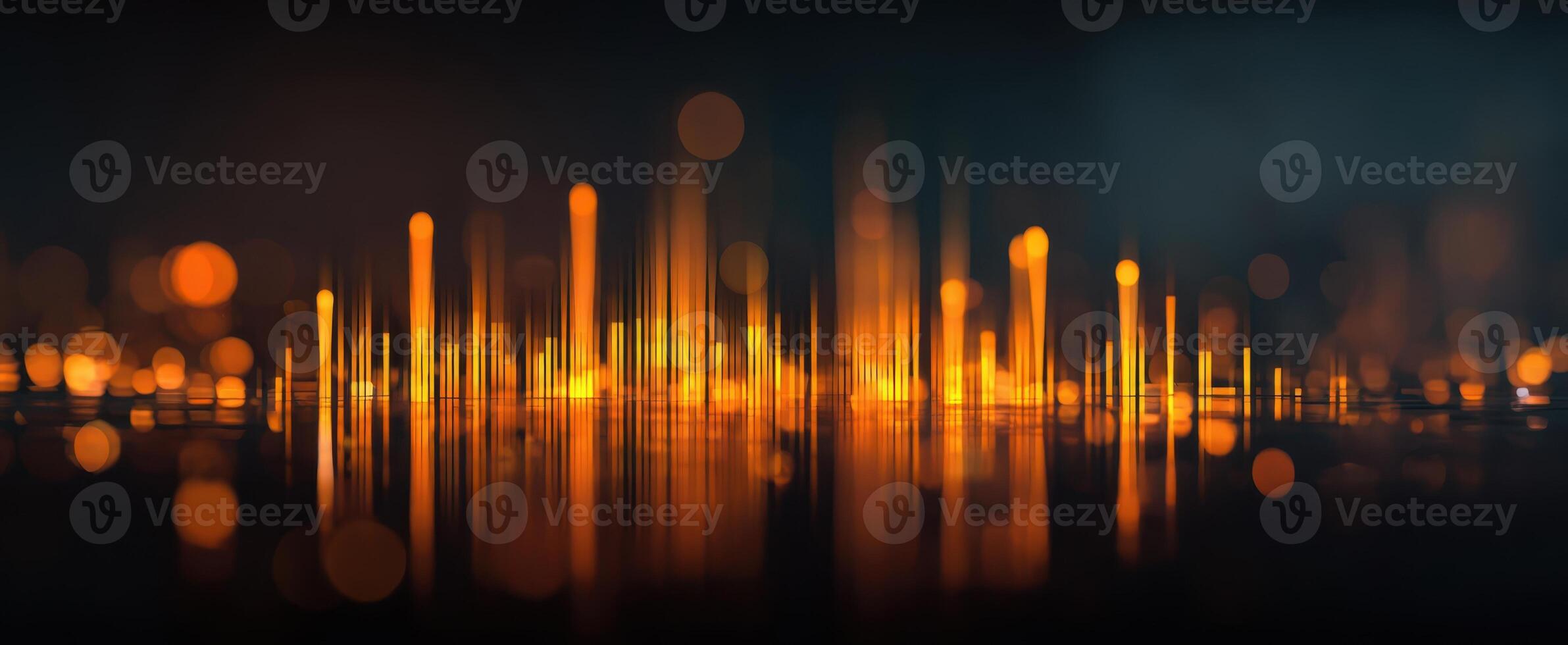 The Vibrant Sound Waves with Reflection in a Dark Background photo
