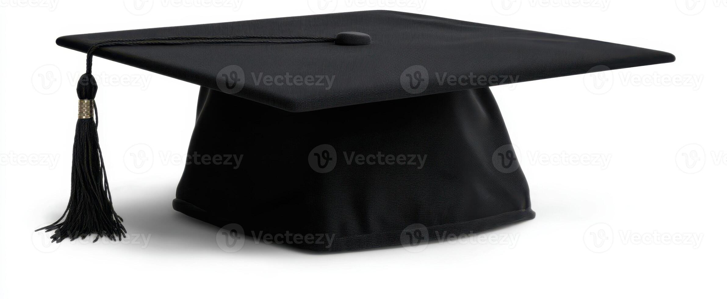 The classic black graduation cap with tassel for academic achievement. photo