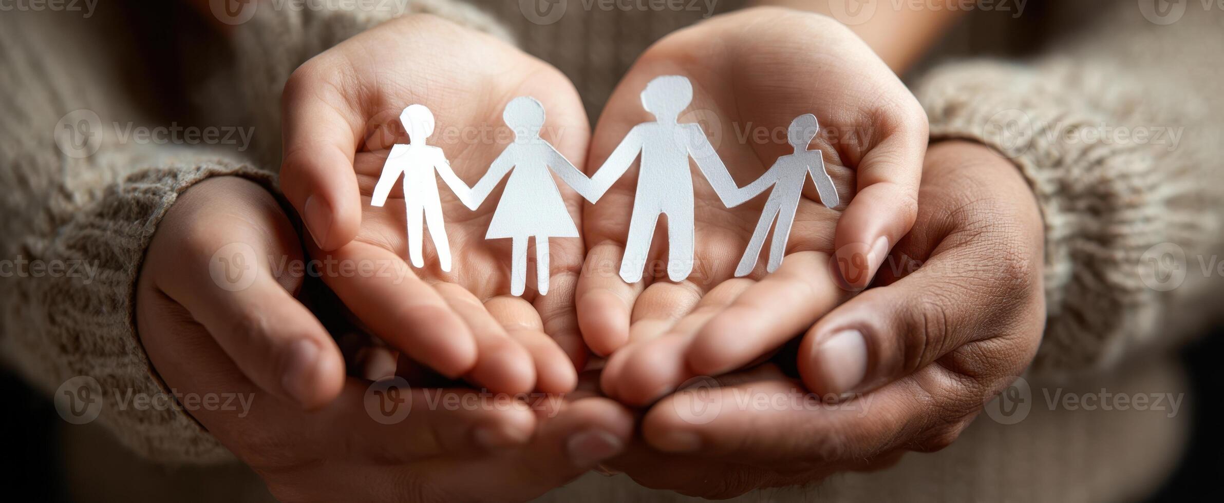 The Family Paper Cutouts Held Together in Loving Hands photo