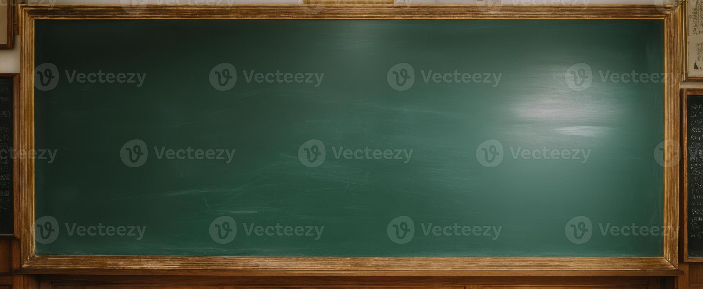 The empty chalkboard waiting for a creative lesson in the classroom. photo