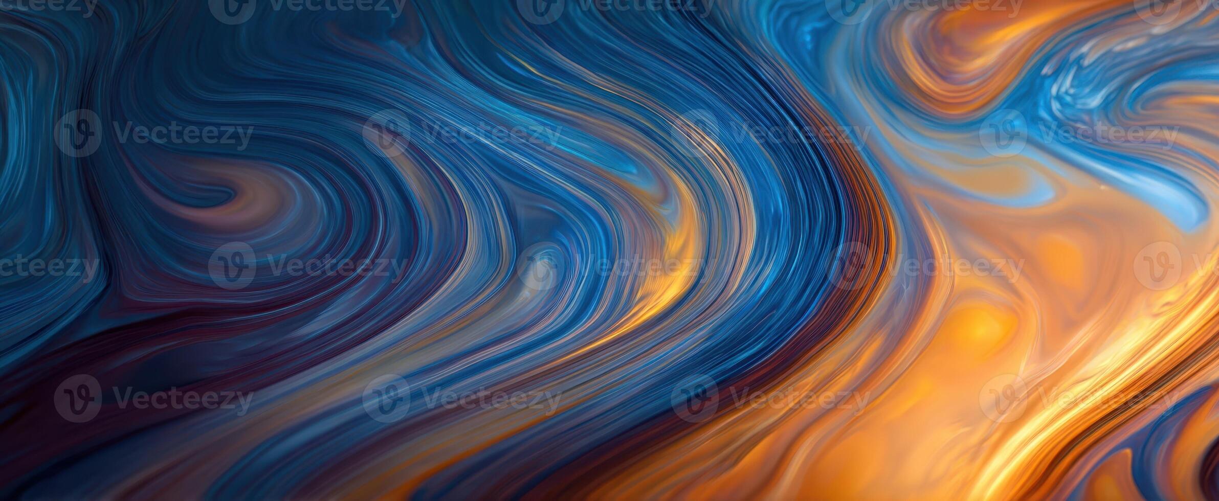 The Flowing Abstract Waves in Blue and Orange Colors Creating Visual Harmony photo