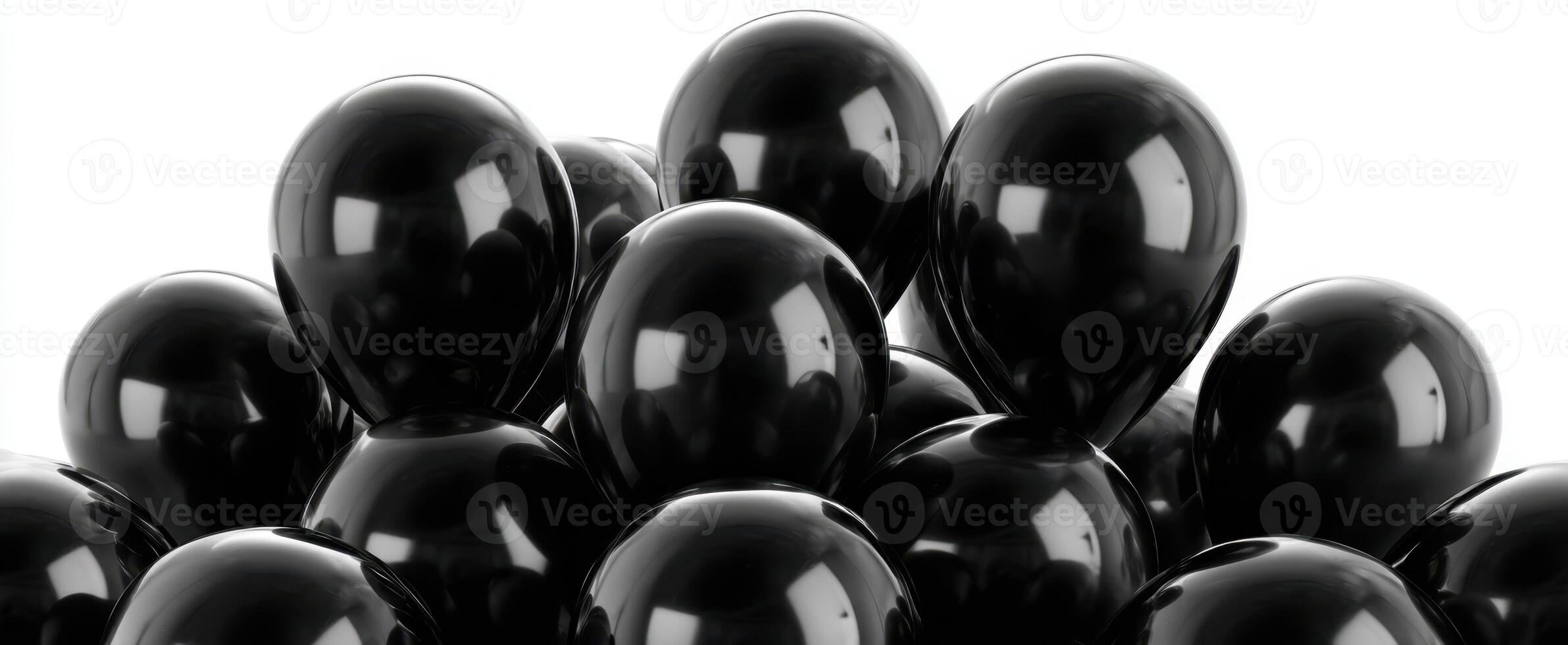 The glossy black balloons piled elegantly for a festive celebration. photo