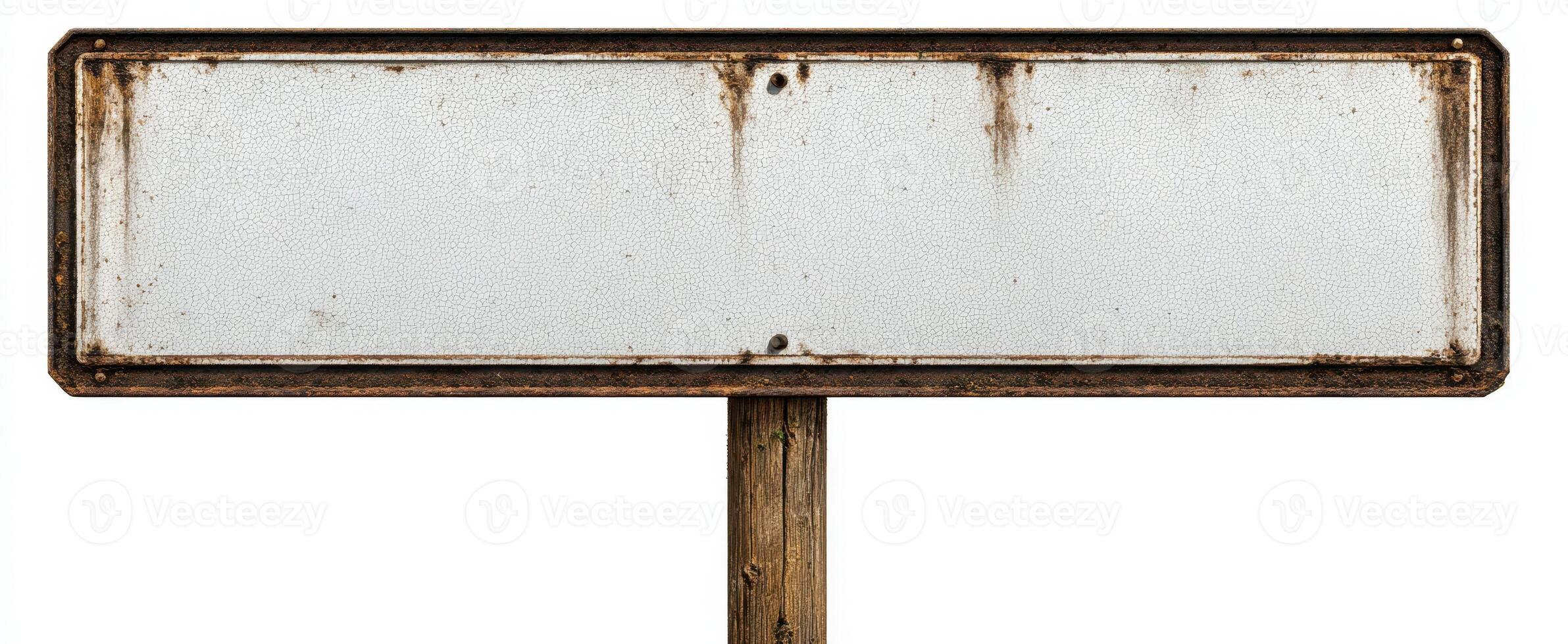 The empty weathered signpost waiting for a new message or direction. photo
