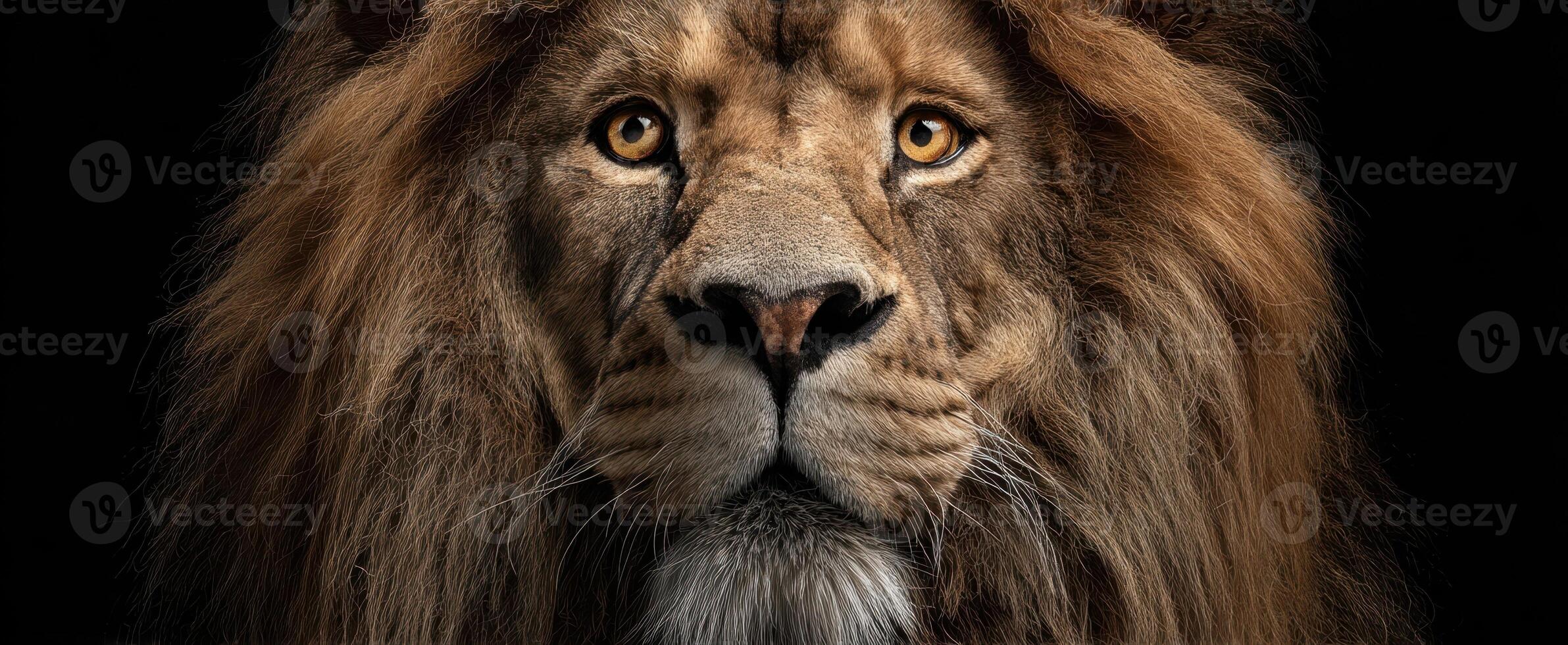 The magnificent lion portrait capturing its powerful gaze and regal presence. photo
