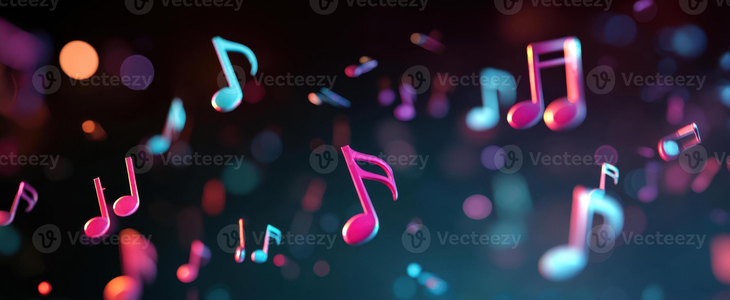 The Colorful Floating Music Notes Creating a Vibrant Atmosphere photo