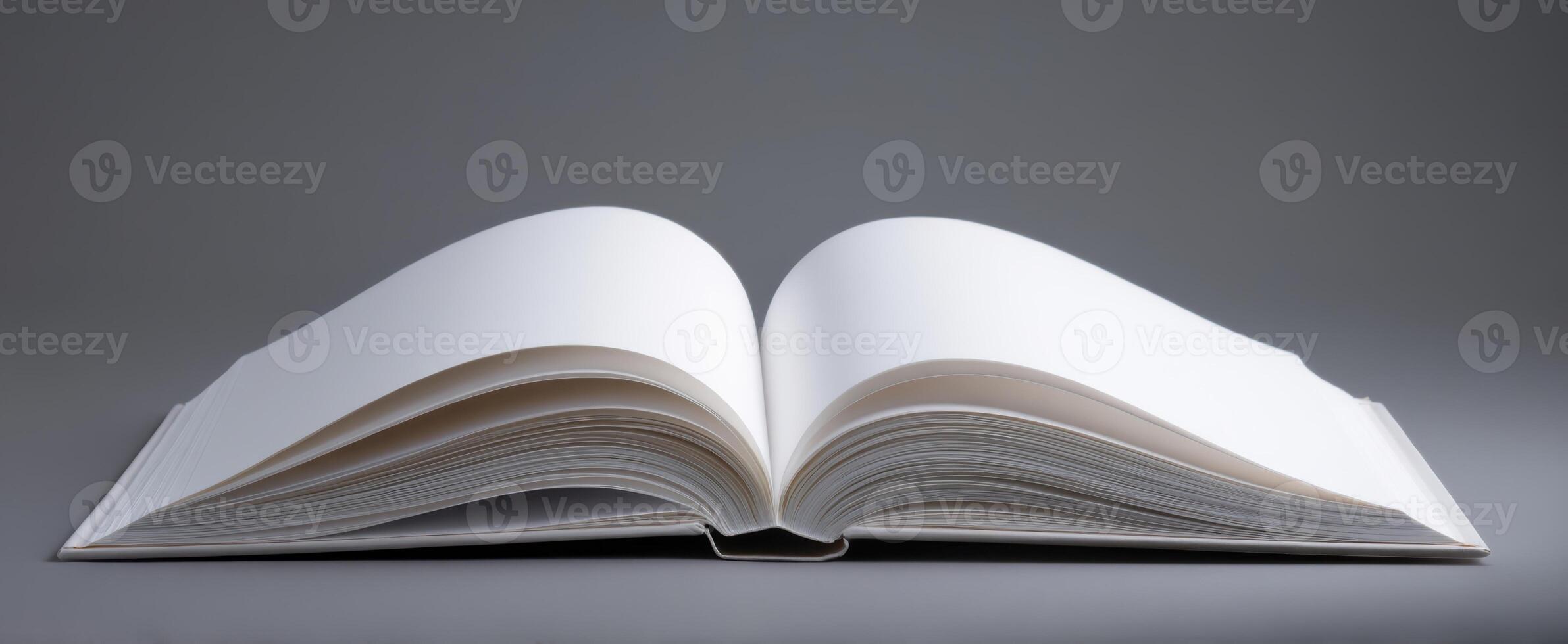The open book with blank pages ready for creativity and inspiration. photo