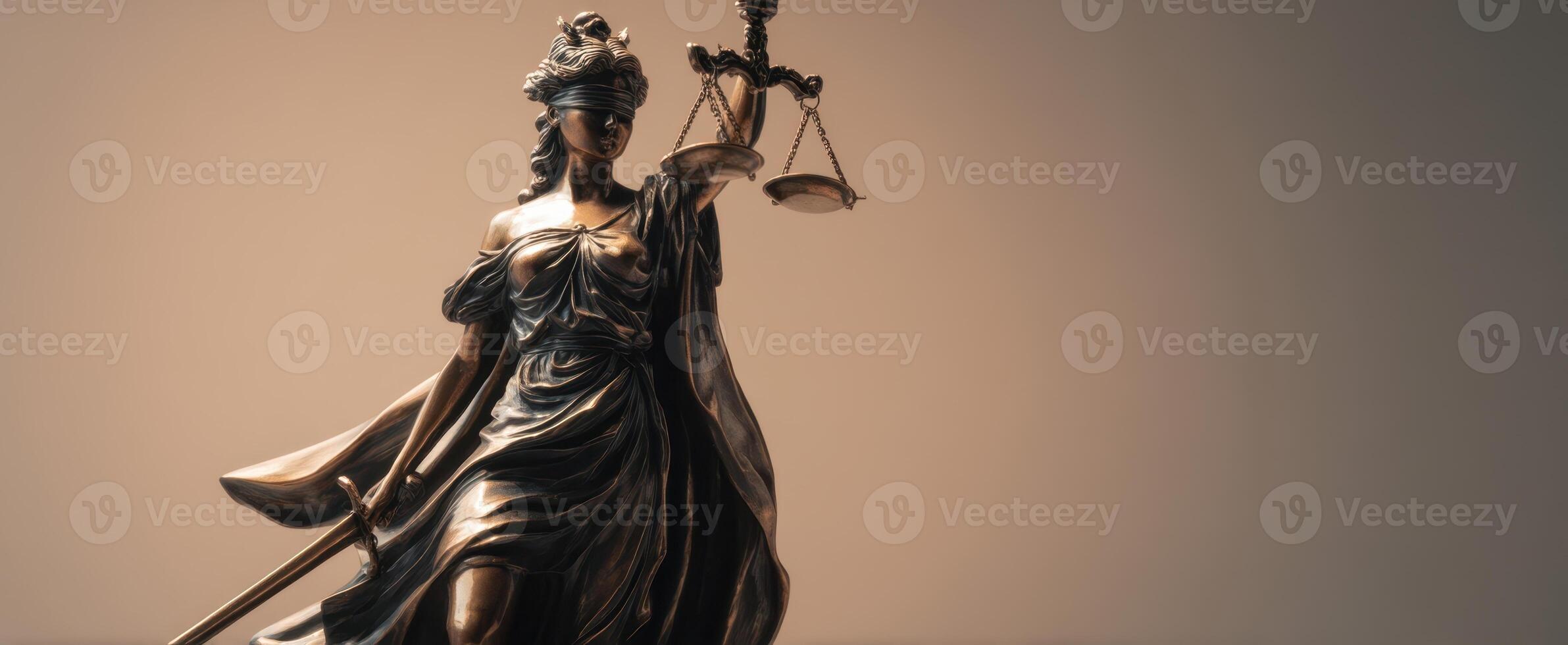 The justice statue symbolizing fairness and balance in the legal system. photo