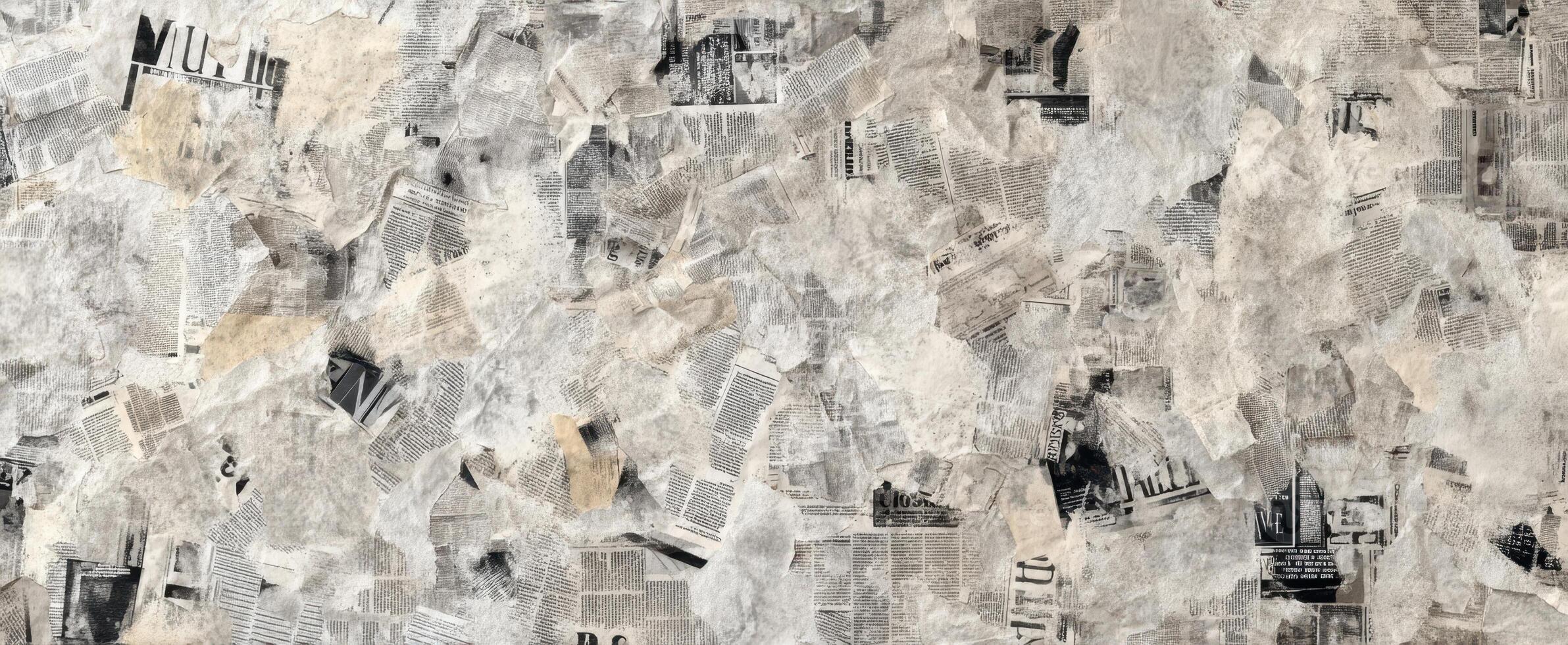 The textured collage of vintage newspaper articles creating an artistic background. photo