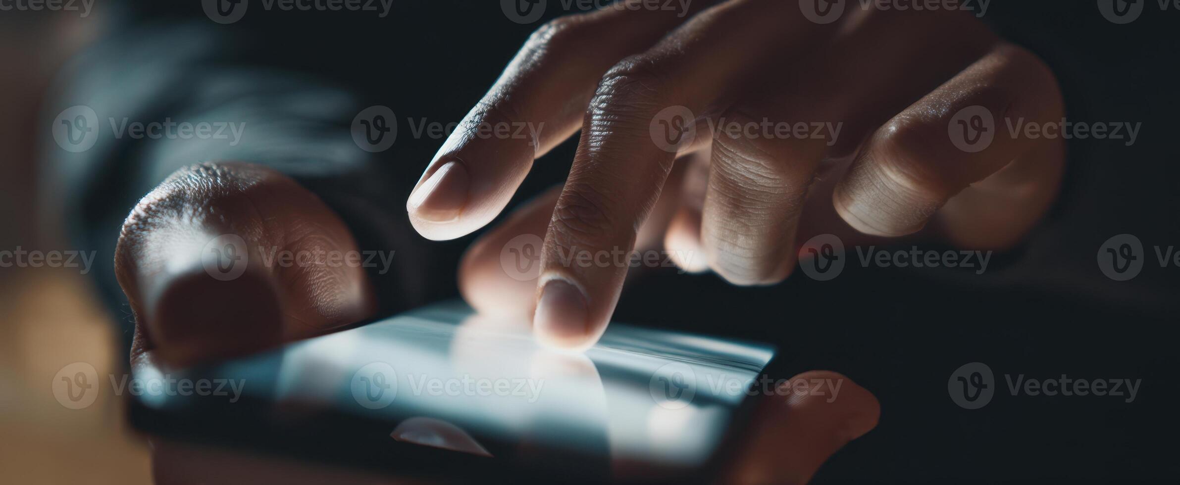 The close-up view of a hand using a smartphone touchscreen. photo