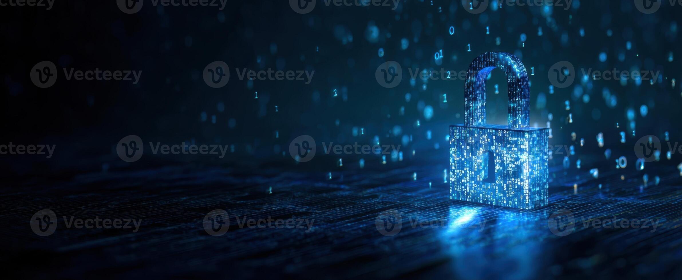 The Secure Digital Lock Representing Cybersecurity in a Virtual Environment photo