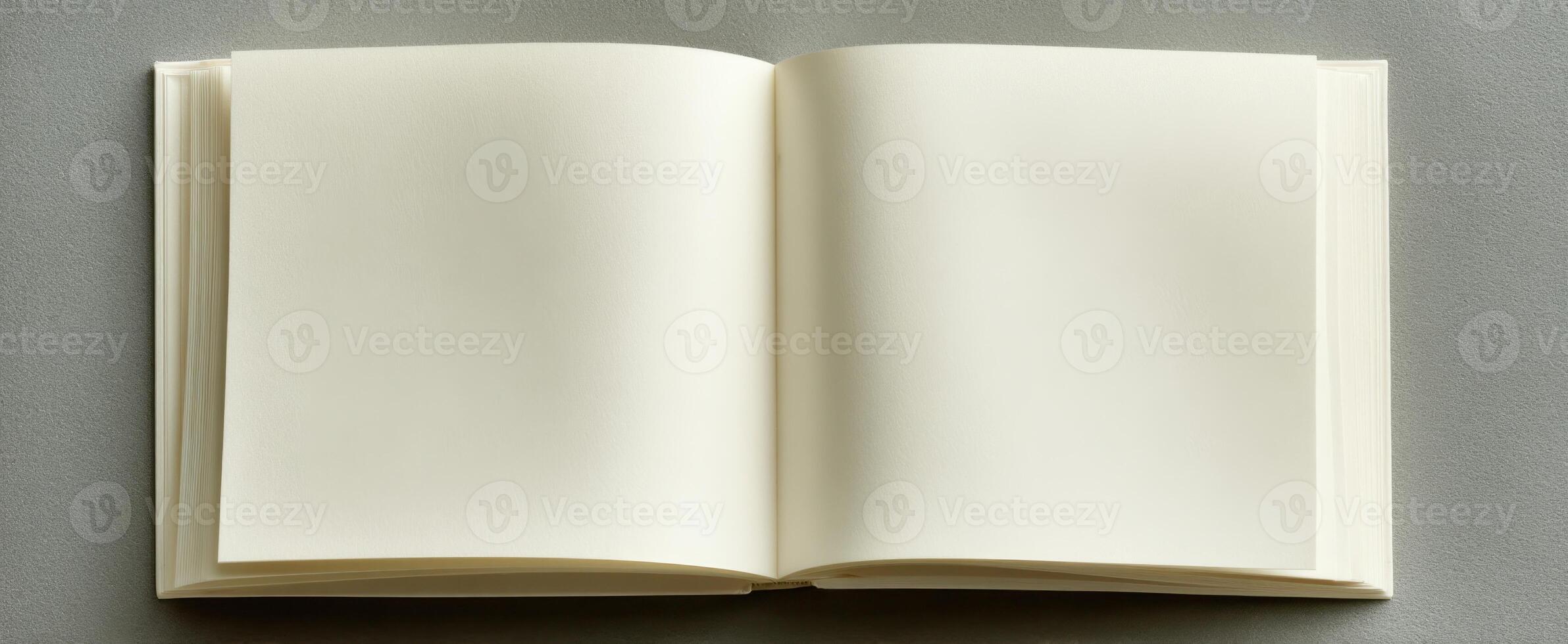 The open blank book inviting creativity and inspiration for writing and ideas. photo