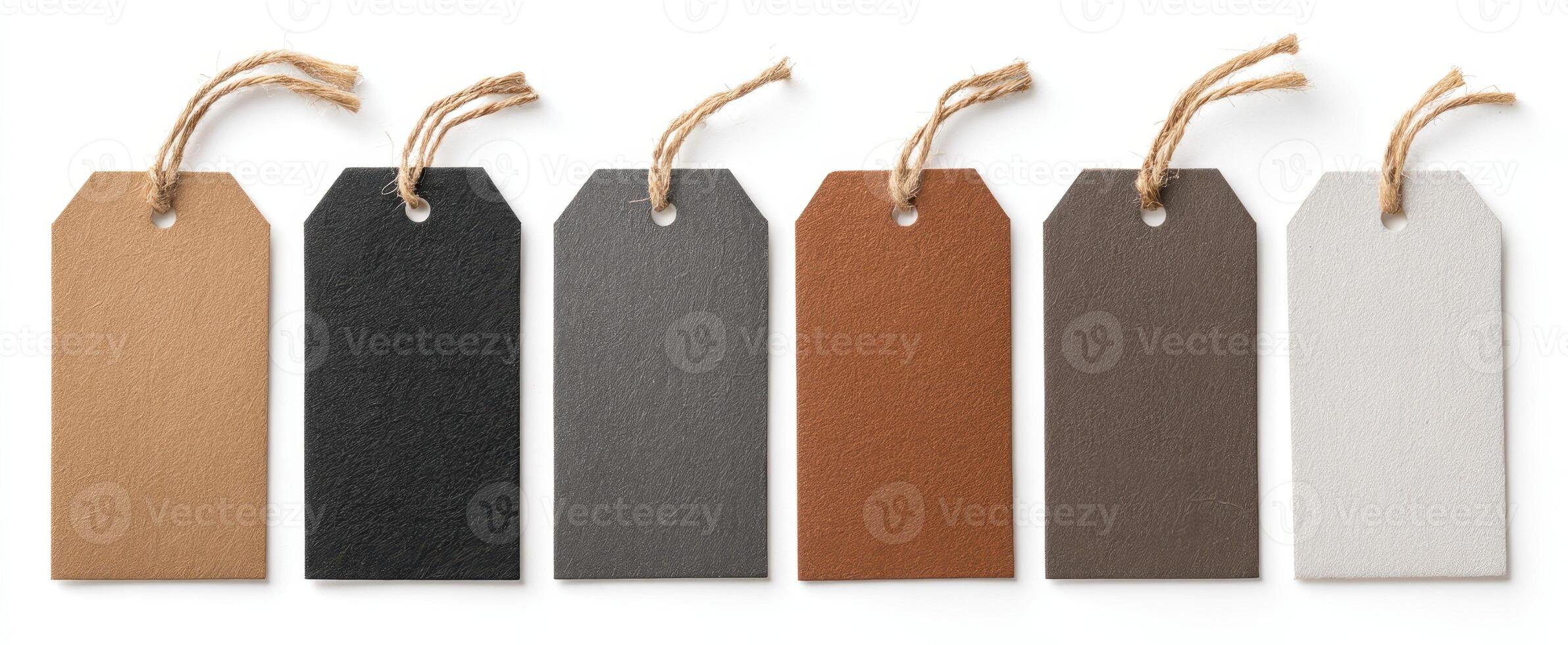 The collection of stylish leather tags for branding and promotional use. photo